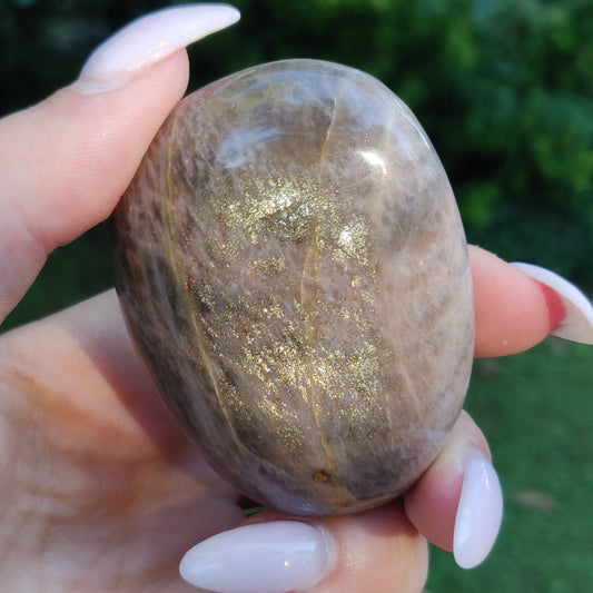 Black Moonstone Palm Stone, Flashy Black Moonstone (#20) - Simply Affinity