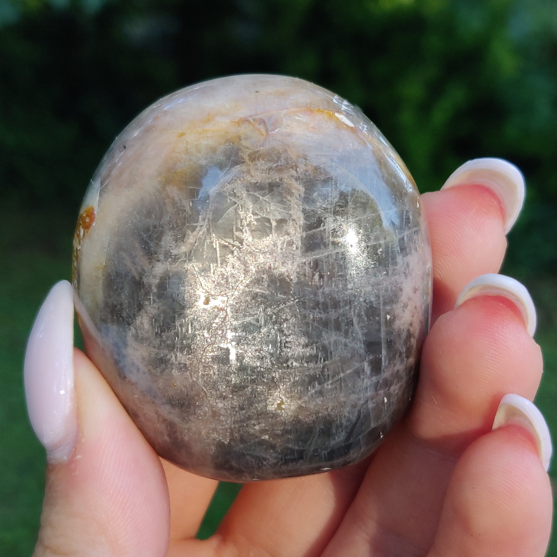 Black Moonstone Palm Stone, Flashy Black Moonstone (#21) - Simply Affinity