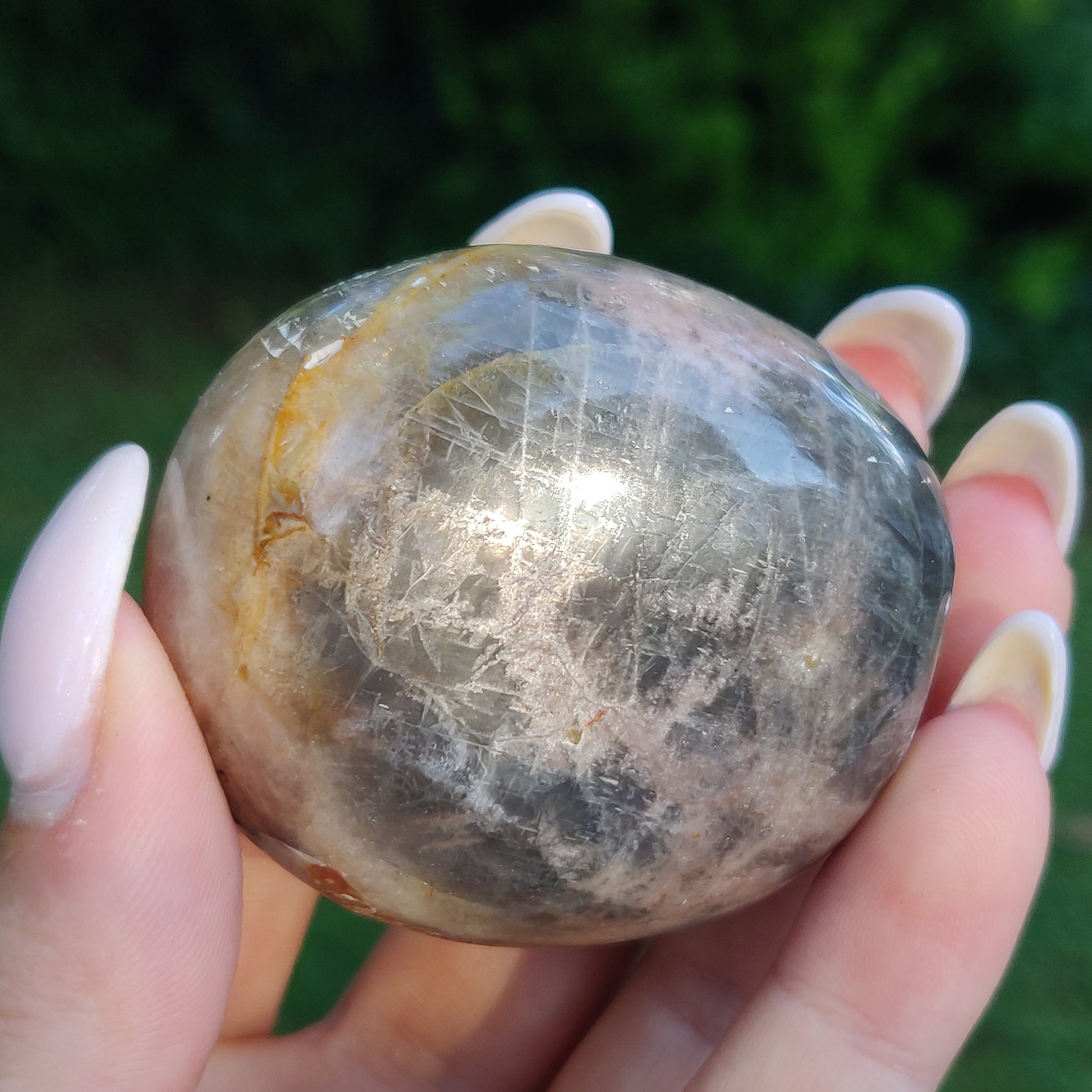 Black Moonstone Palm Stone, Flashy Black Moonstone (#21) - Simply Affinity