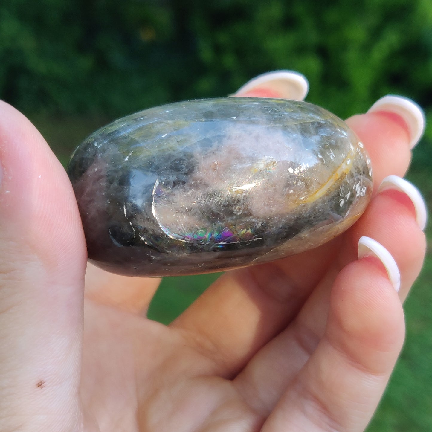 Black Moonstone Palm Stone, Flashy Black Moonstone (#21) - Simply Affinity