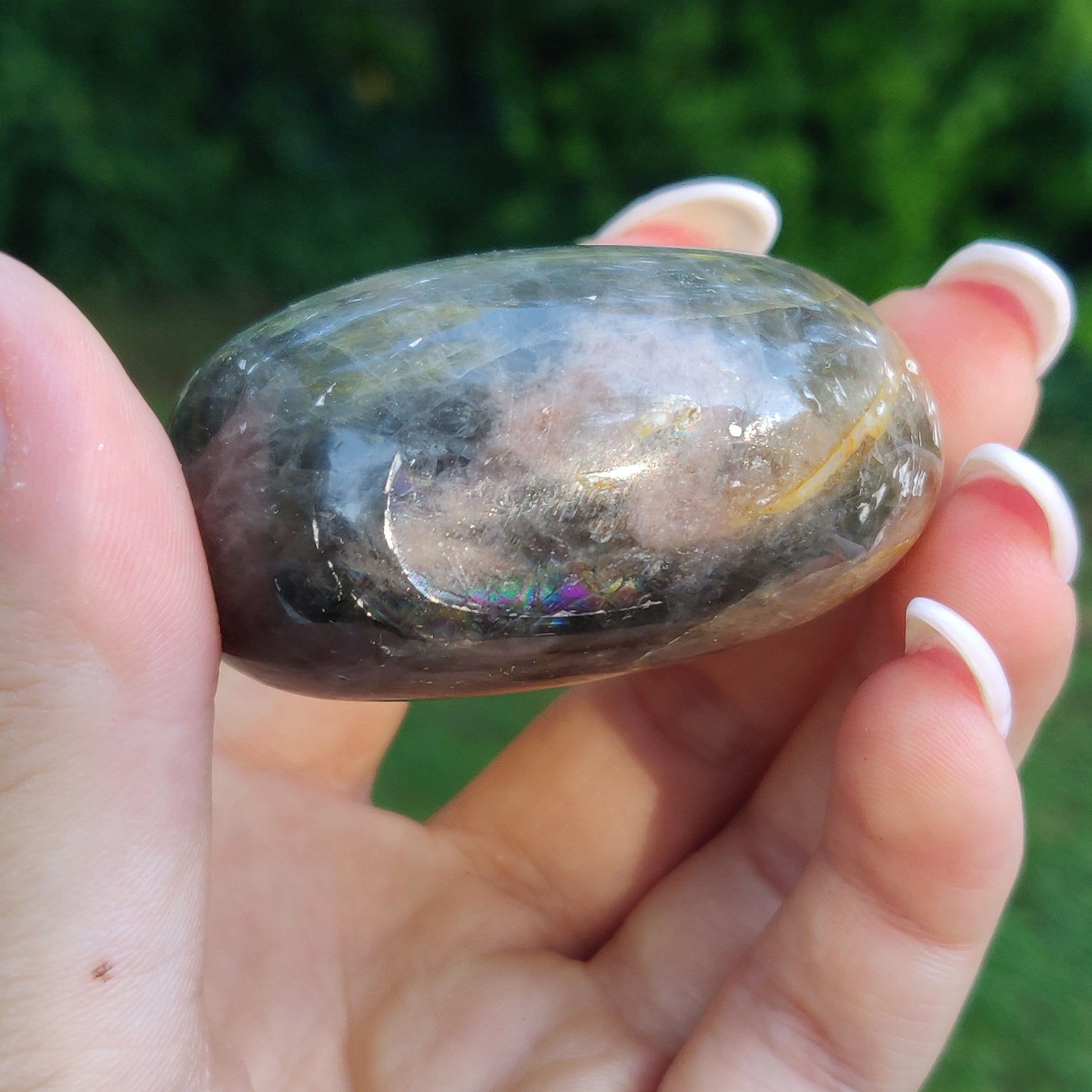 Black Moonstone Palm Stone, Flashy Black Moonstone (#21) - Simply Affinity