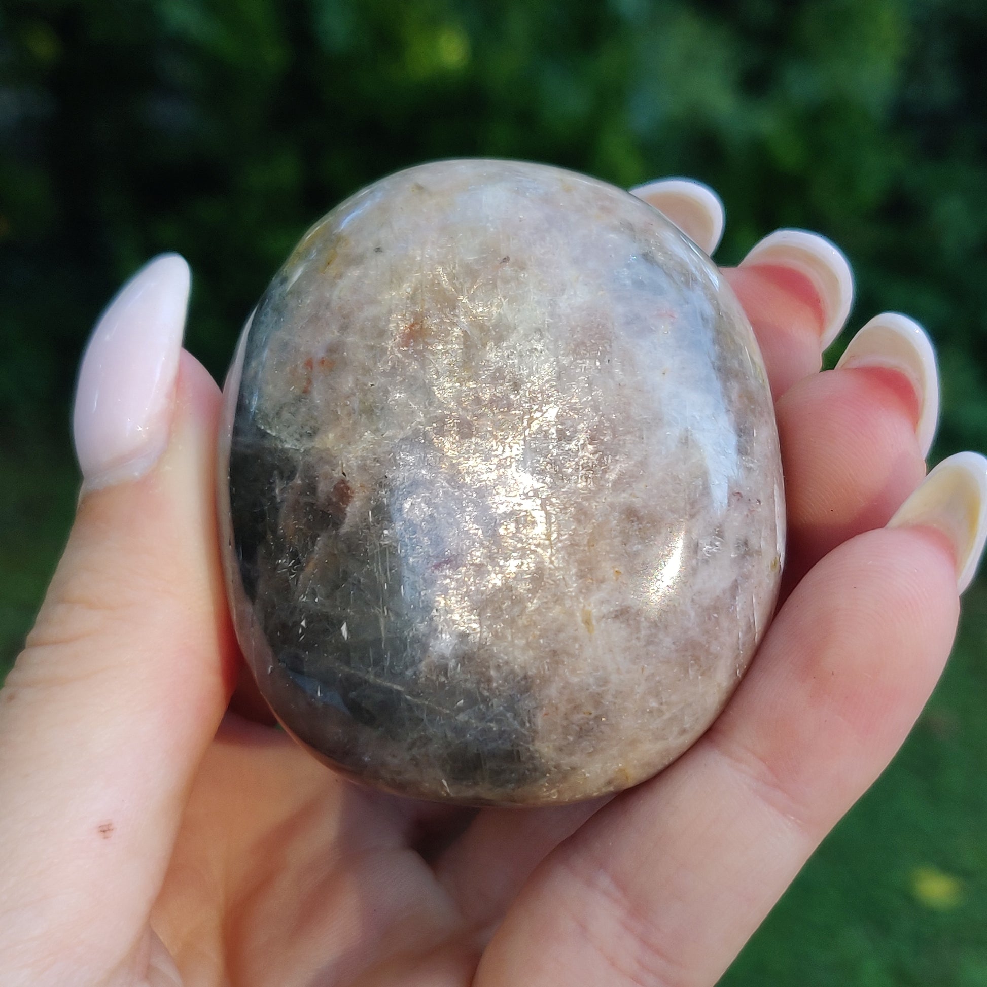 Black Moonstone Palm Stone, Flashy Black Moonstone (#21) - Simply Affinity