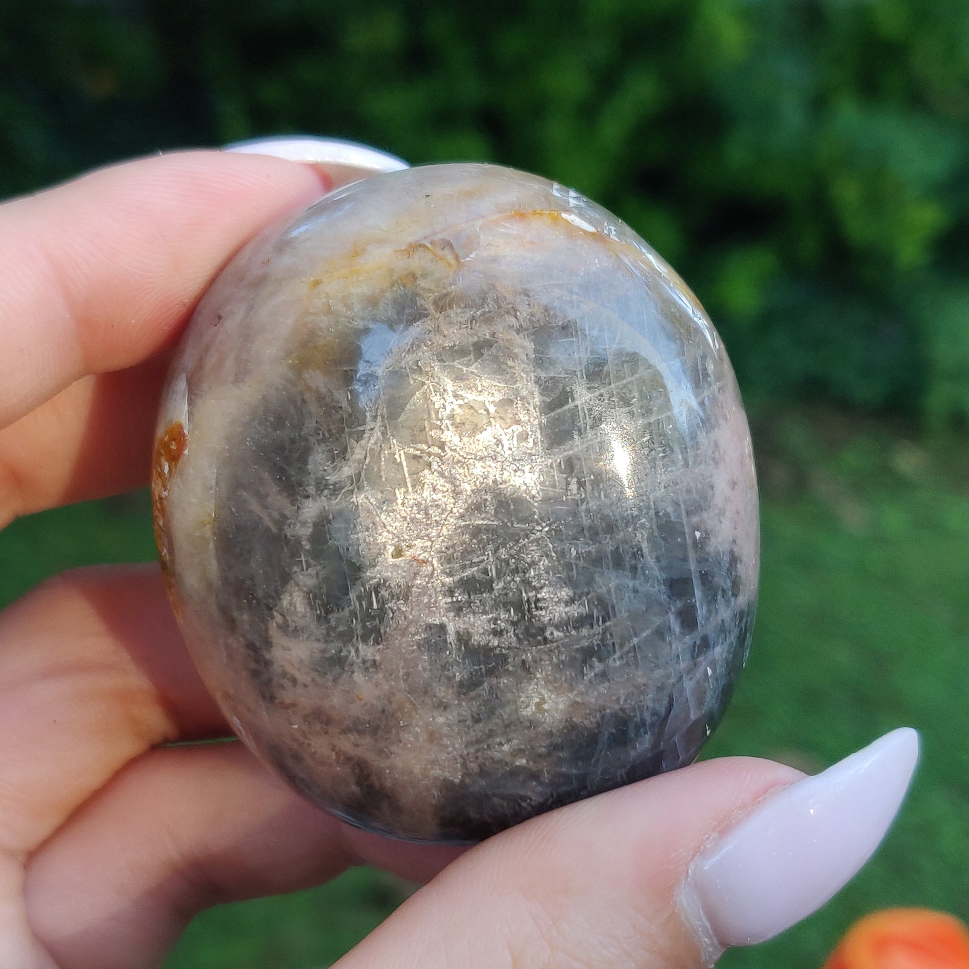 Black Moonstone Palm Stone, Flashy Black Moonstone (#21) - Simply Affinity
