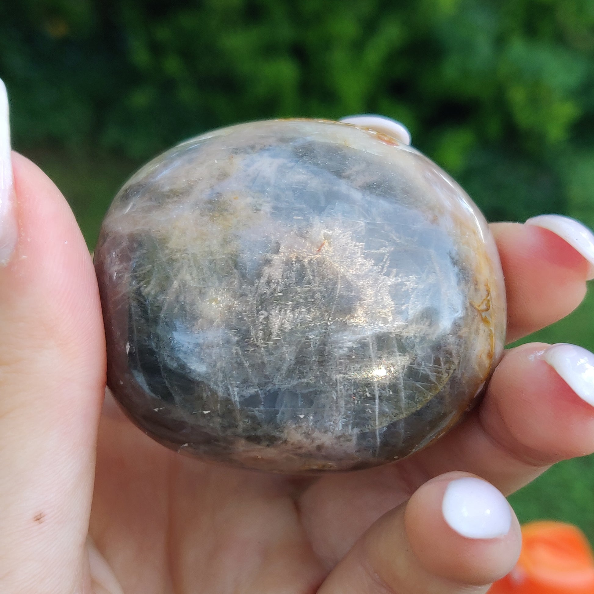Black Moonstone Palm Stone, Flashy Black Moonstone (#21) - Simply Affinity