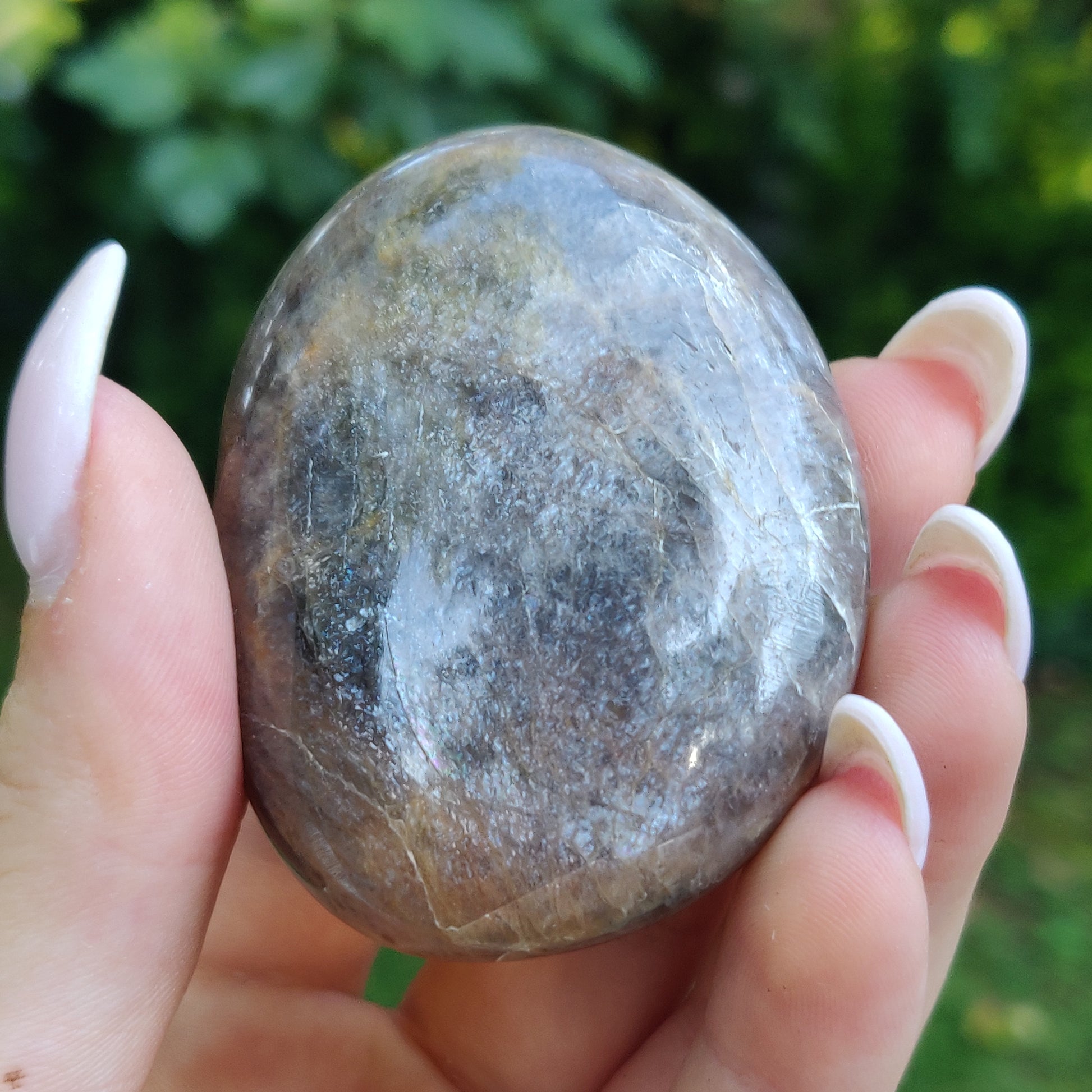 Black Moonstone Palm Stone, Flashy Black Moonstone (#22) - Simply Affinity