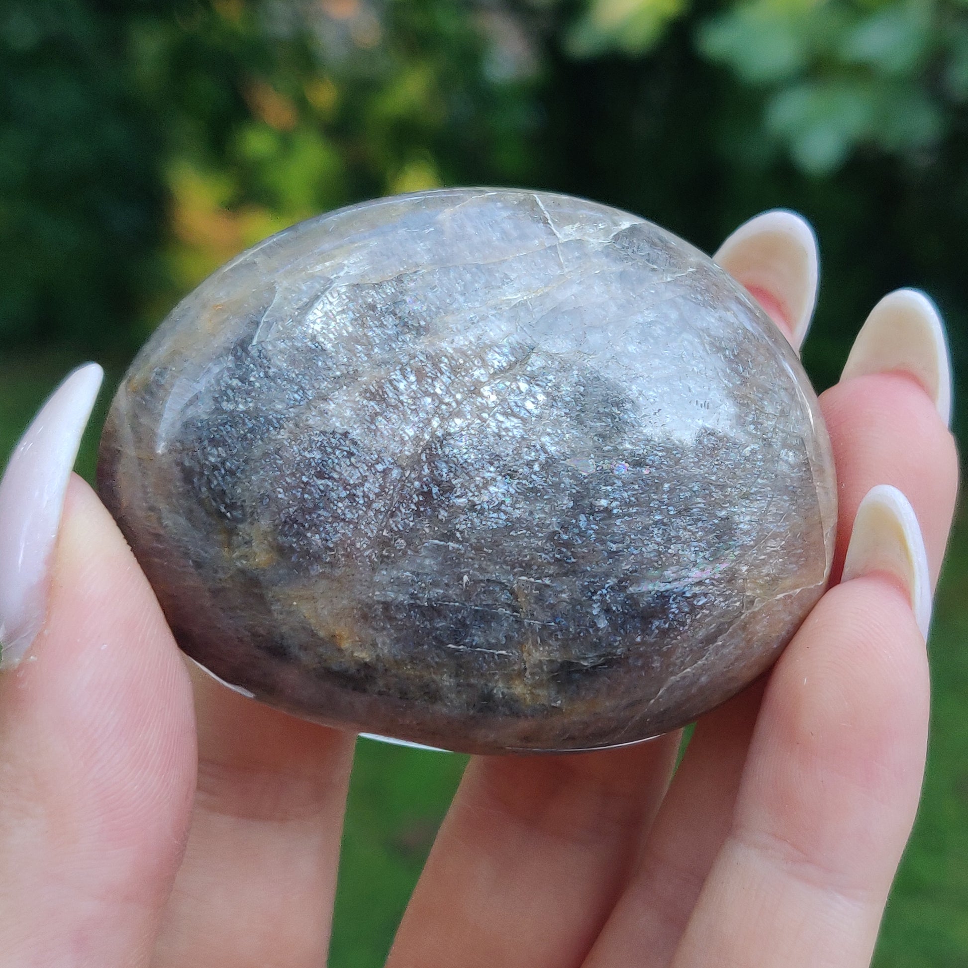 Black Moonstone Palm Stone, Flashy Black Moonstone (#22) - Simply Affinity