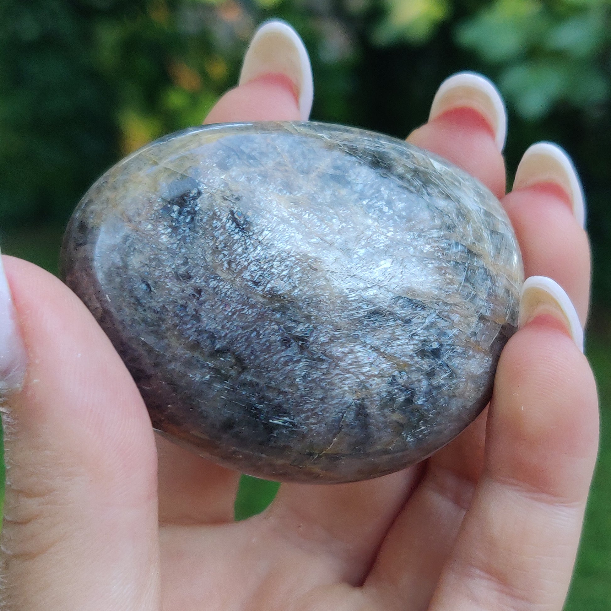 Black Moonstone Palm Stone, Flashy Black Moonstone (#22) - Simply Affinity