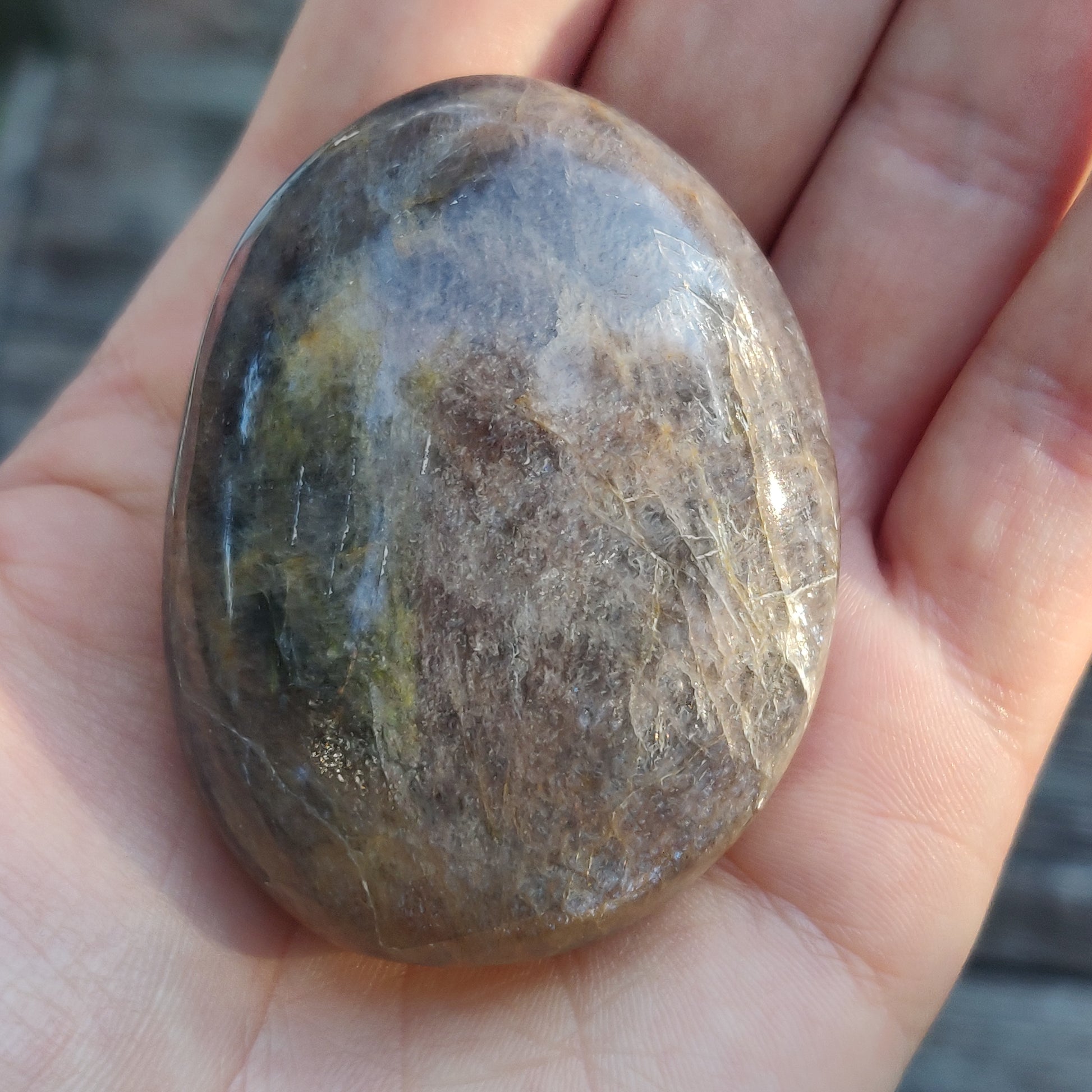 Black Moonstone Palm Stone, Flashy Black Moonstone (#22) - Simply Affinity