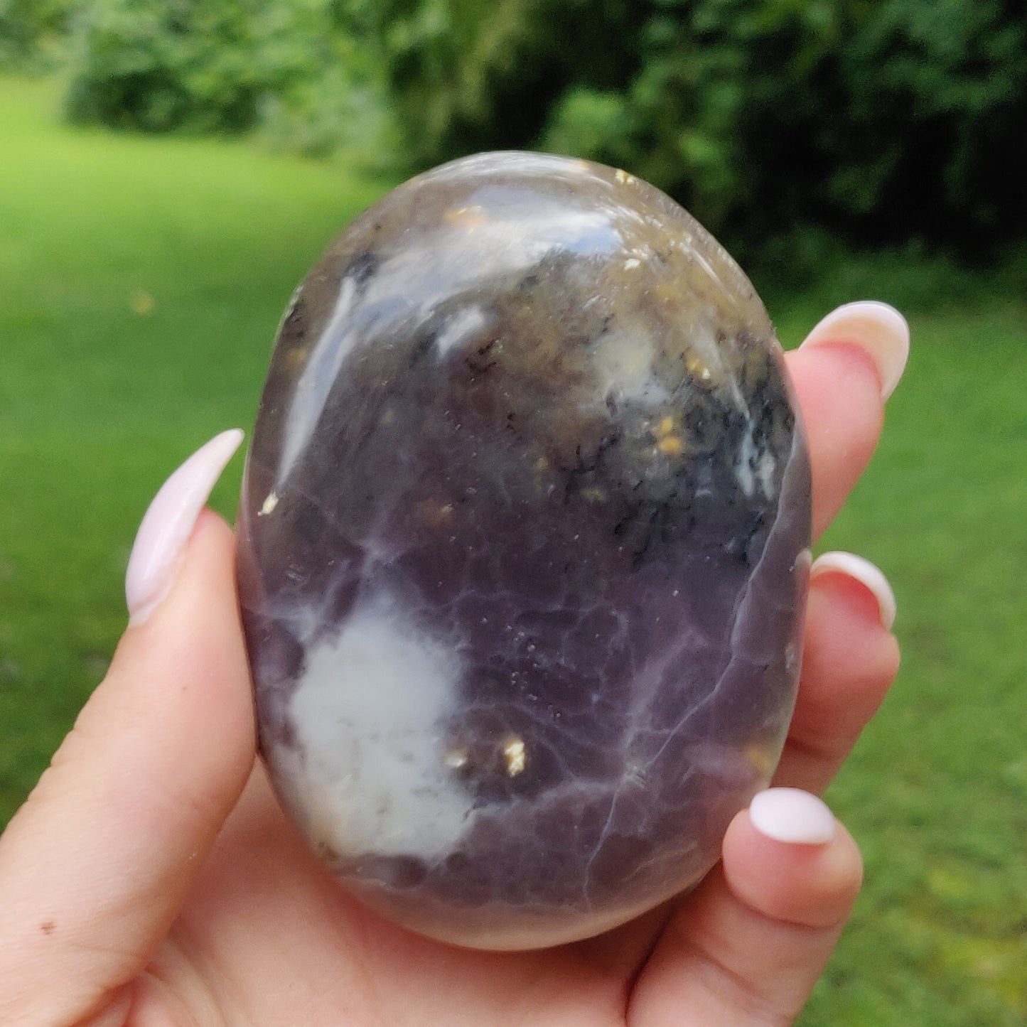 Purple Dendritic Opal Palm Stone (#35) - Simply Affinity
