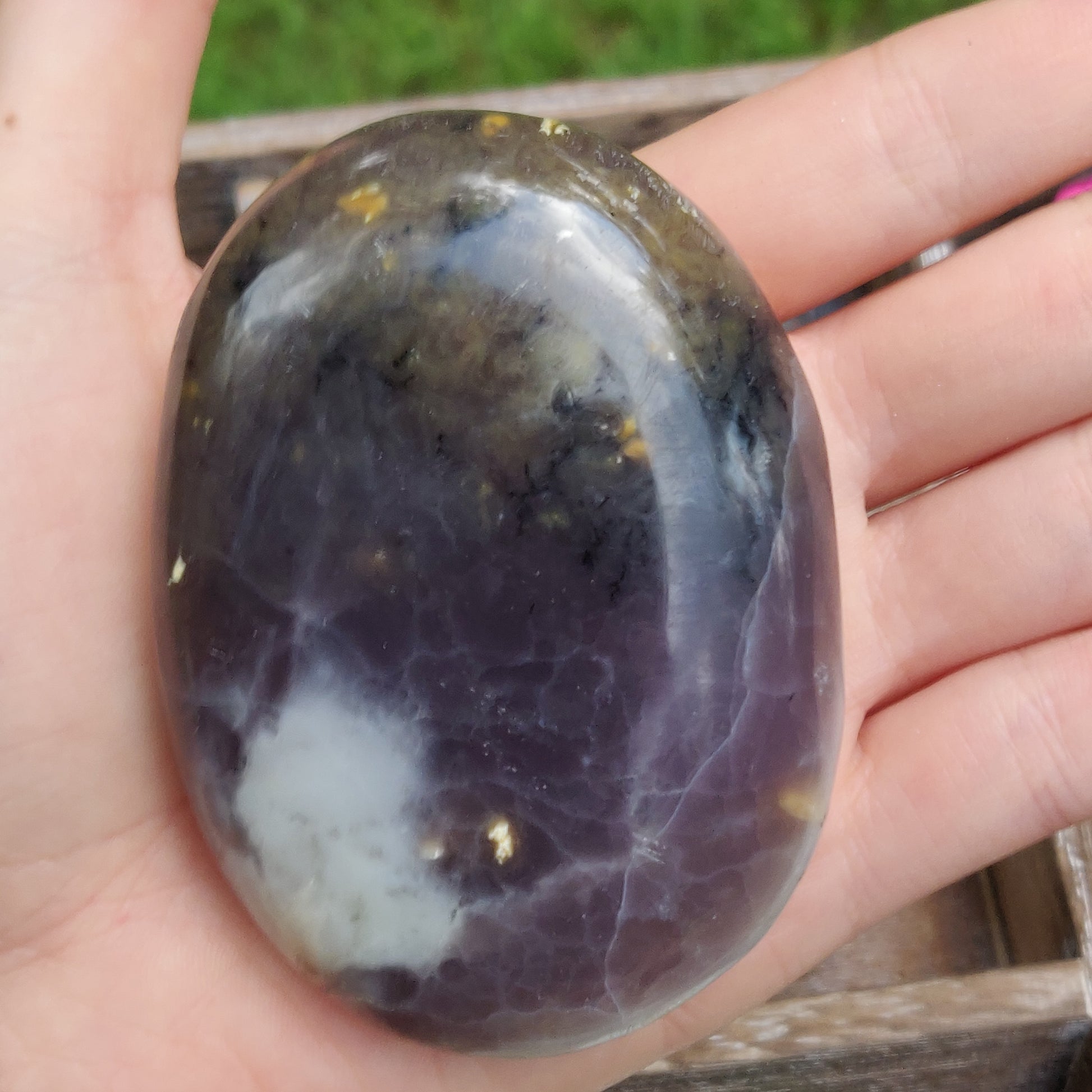 Purple Dendritic Opal Palm Stone (#35) - Simply Affinity