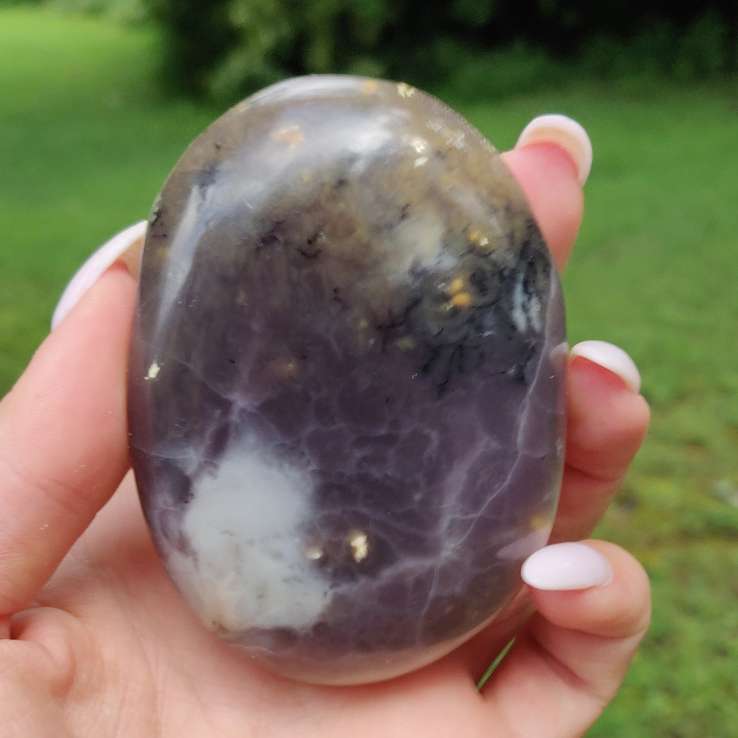 Purple Dendritic Opal Palm Stone (#35) - Simply Affinity