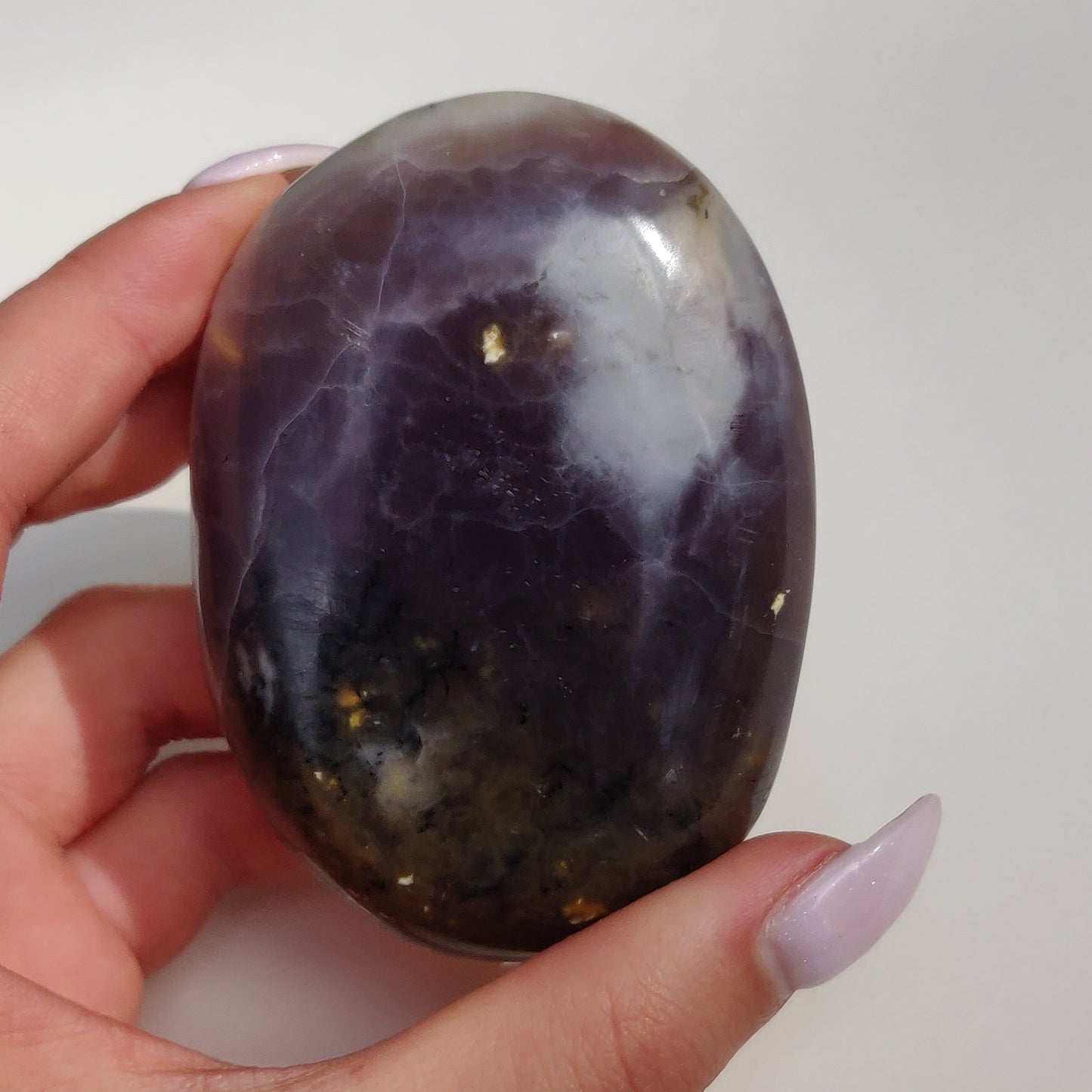 Purple Dendritic Opal Palm Stone (#35) - Simply Affinity