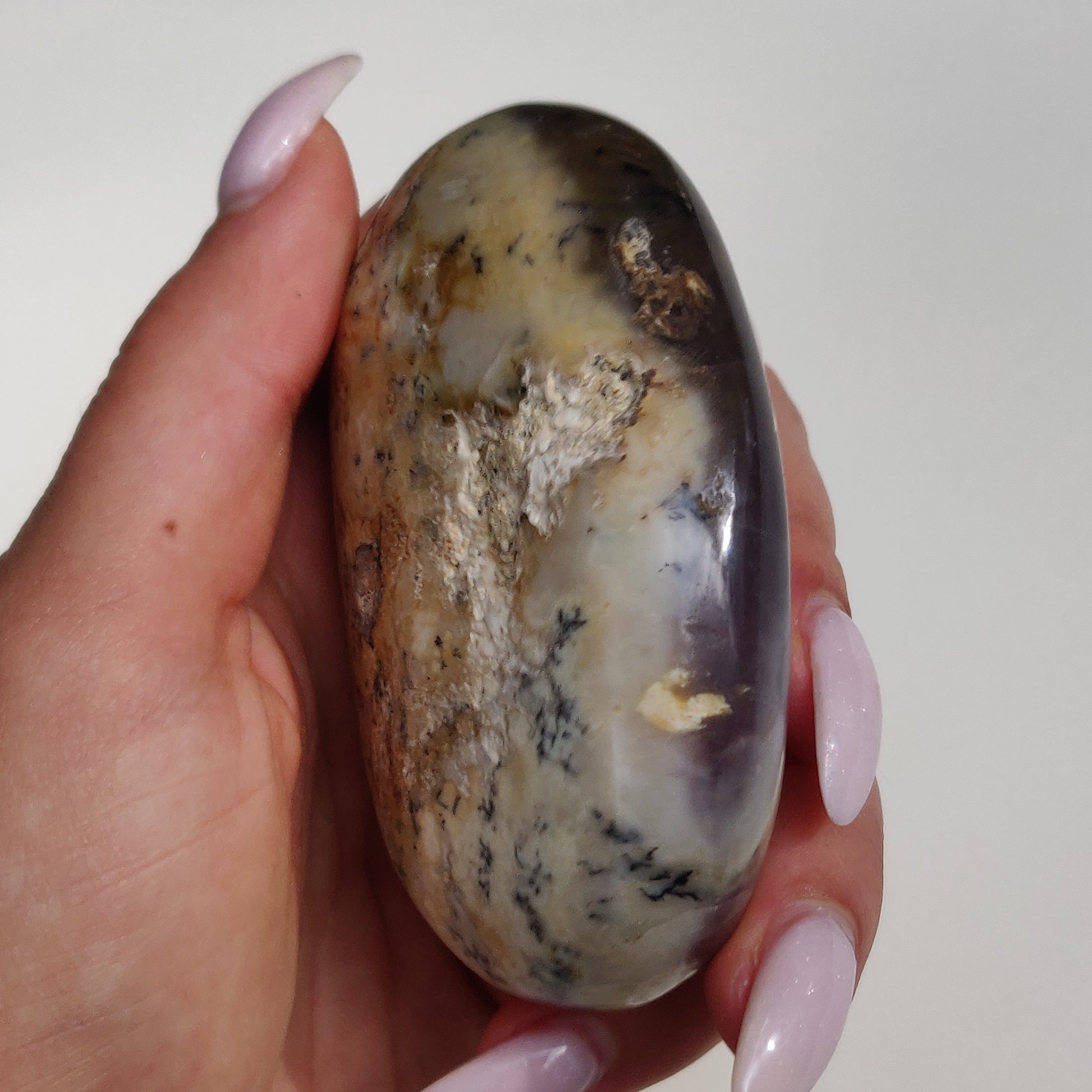 Purple Dendritic Opal Palm Stone (#35) - Simply Affinity