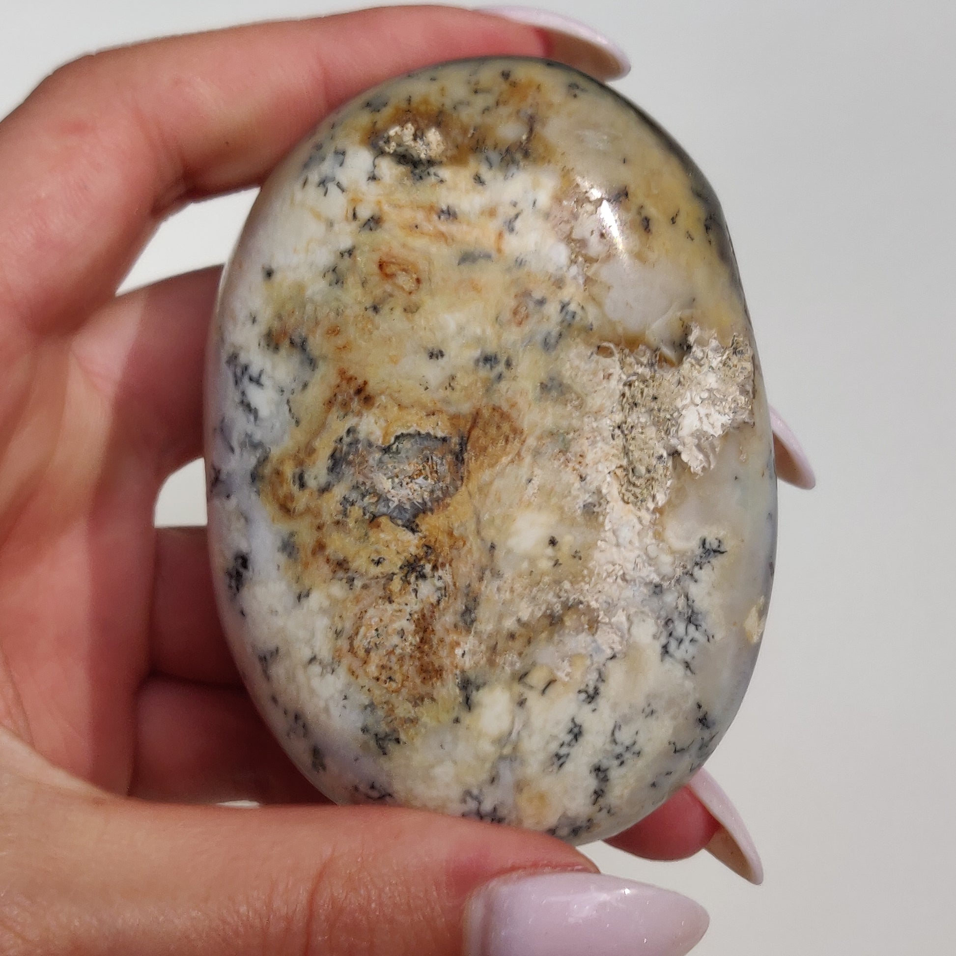 Purple Dendritic Opal Palm Stone (#35) - Simply Affinity