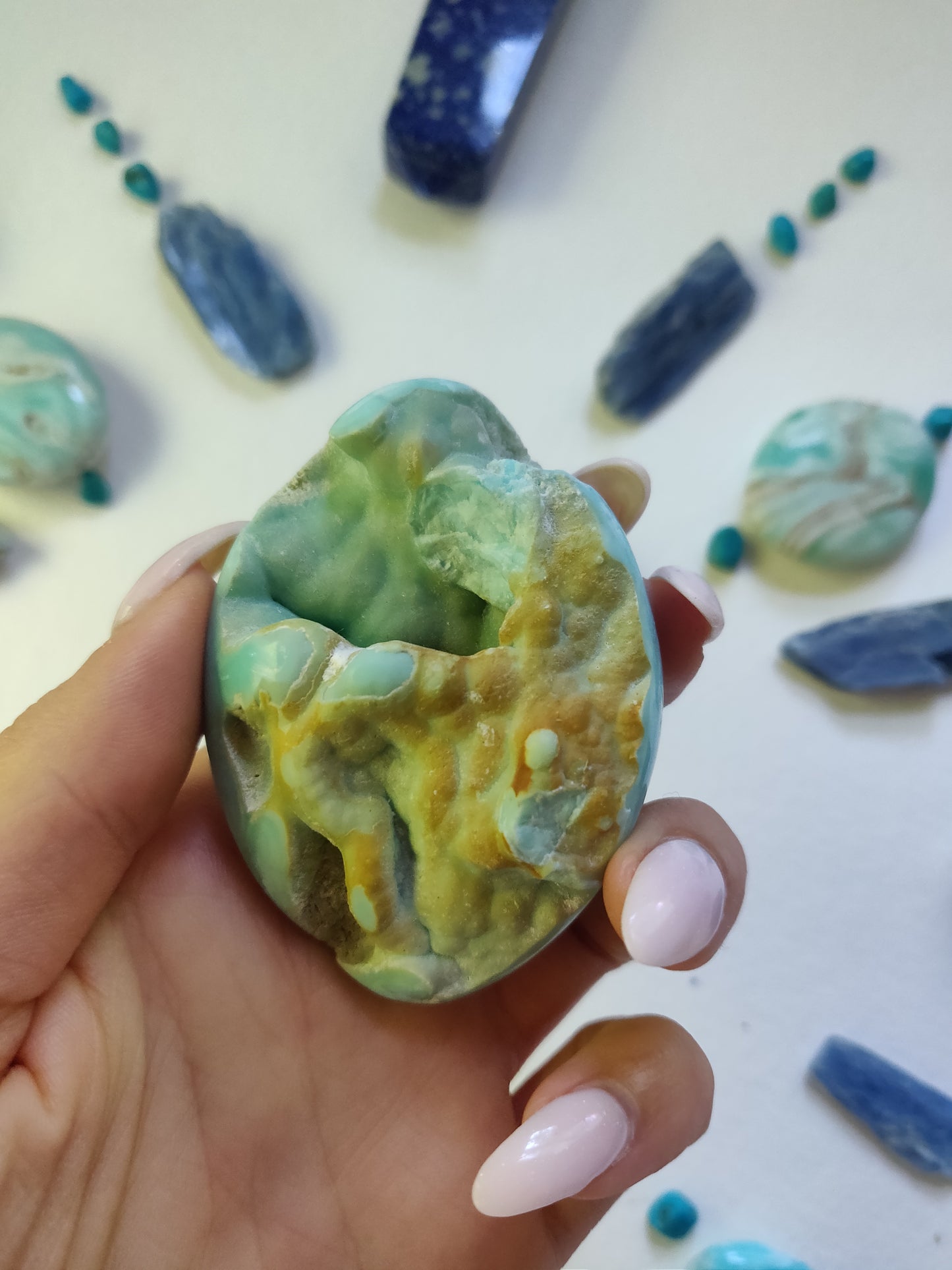 Blue Aragonite Palm Stone (#10) - Simply Affinity