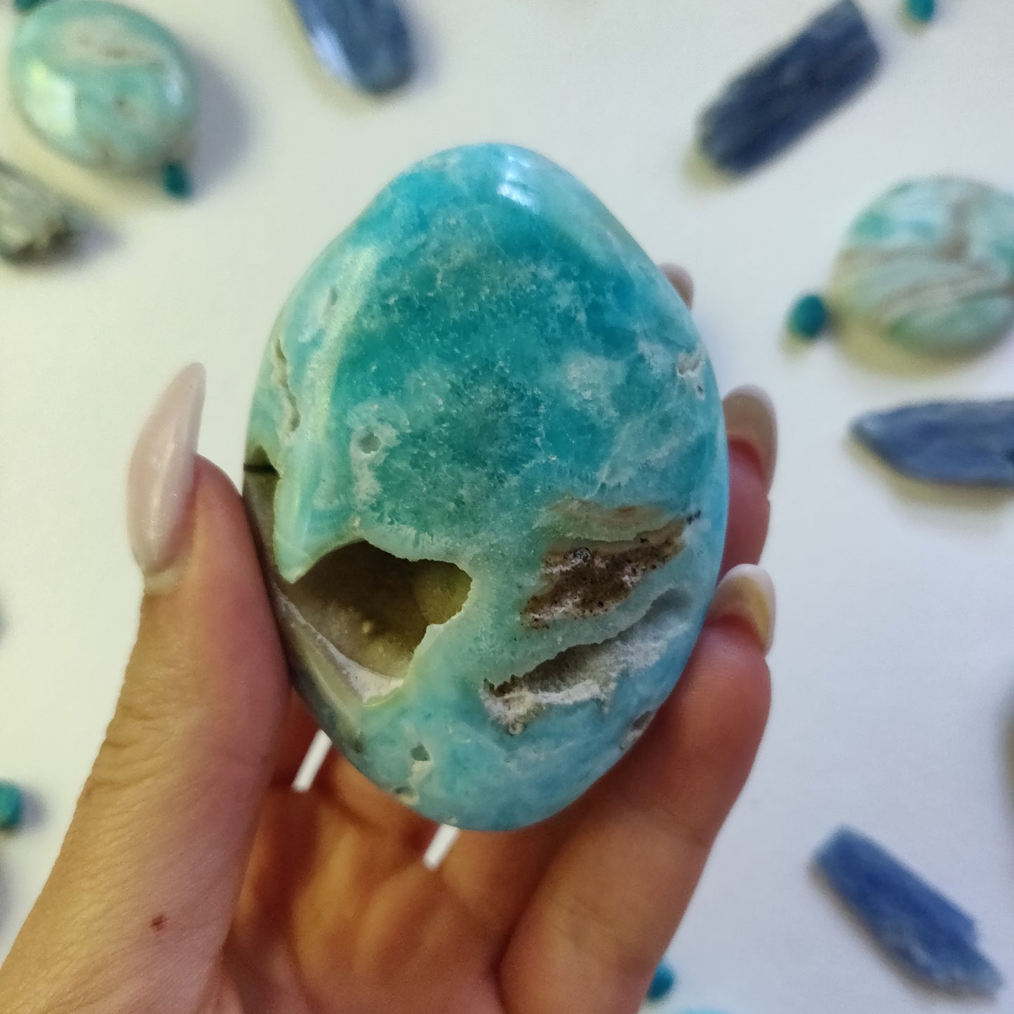Blue Aragonite Palm Stone (#10) - Simply Affinity
