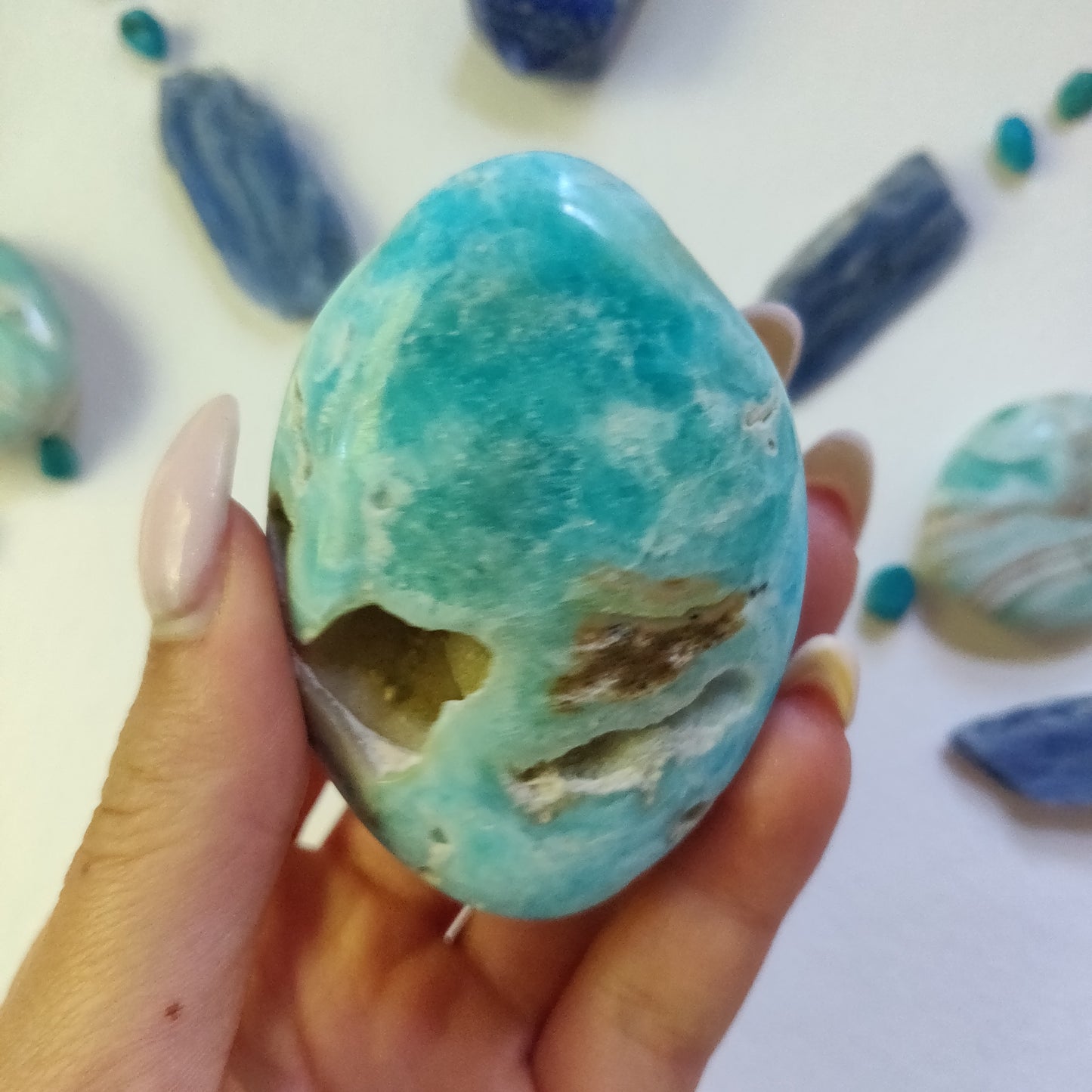 Blue Aragonite Palm Stone (#10) - Simply Affinity