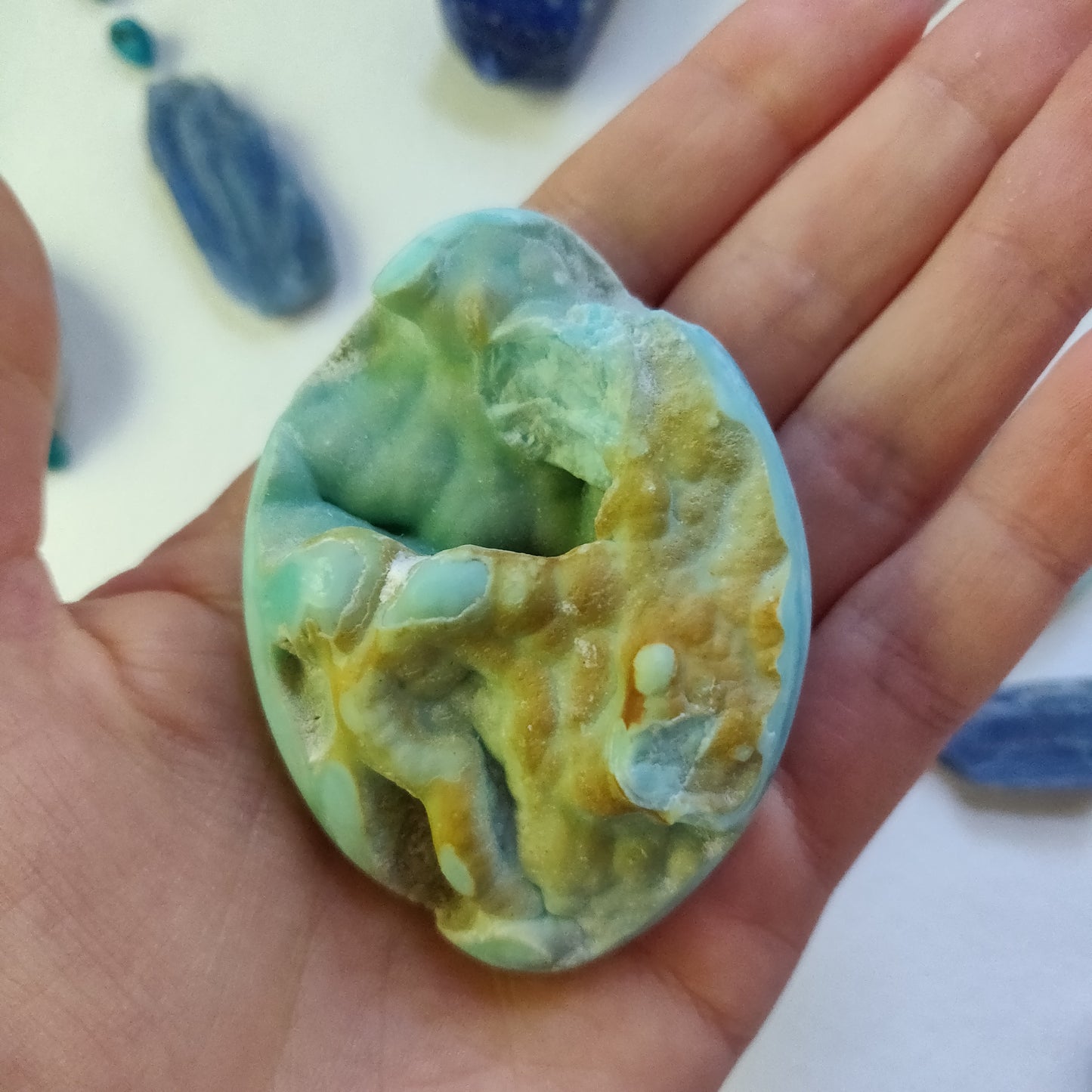 Blue Aragonite Palm Stone (#10) - Simply Affinity