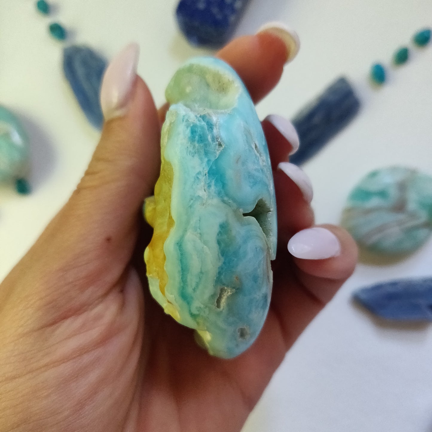 Blue Aragonite Palm Stone (#10) - Simply Affinity