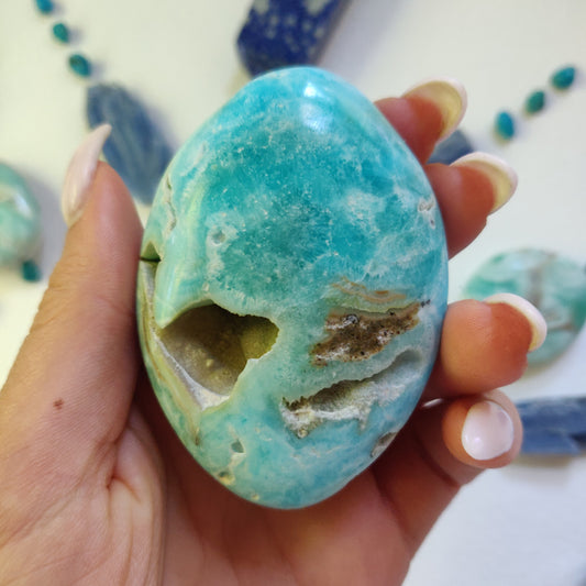 Blue Aragonite Palm Stone (#10) - Simply Affinity