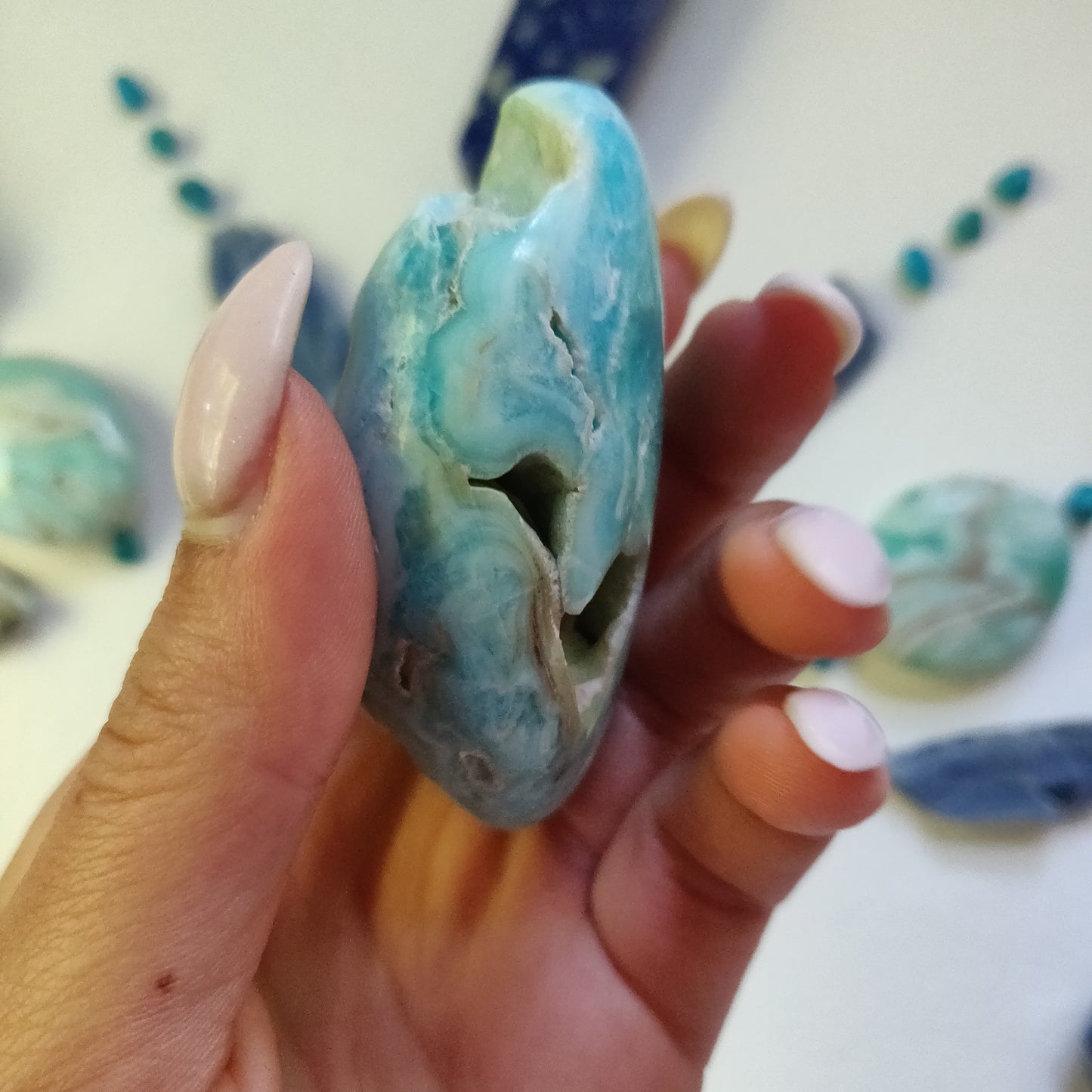 Blue Aragonite Palm Stone (#10) - Simply Affinity