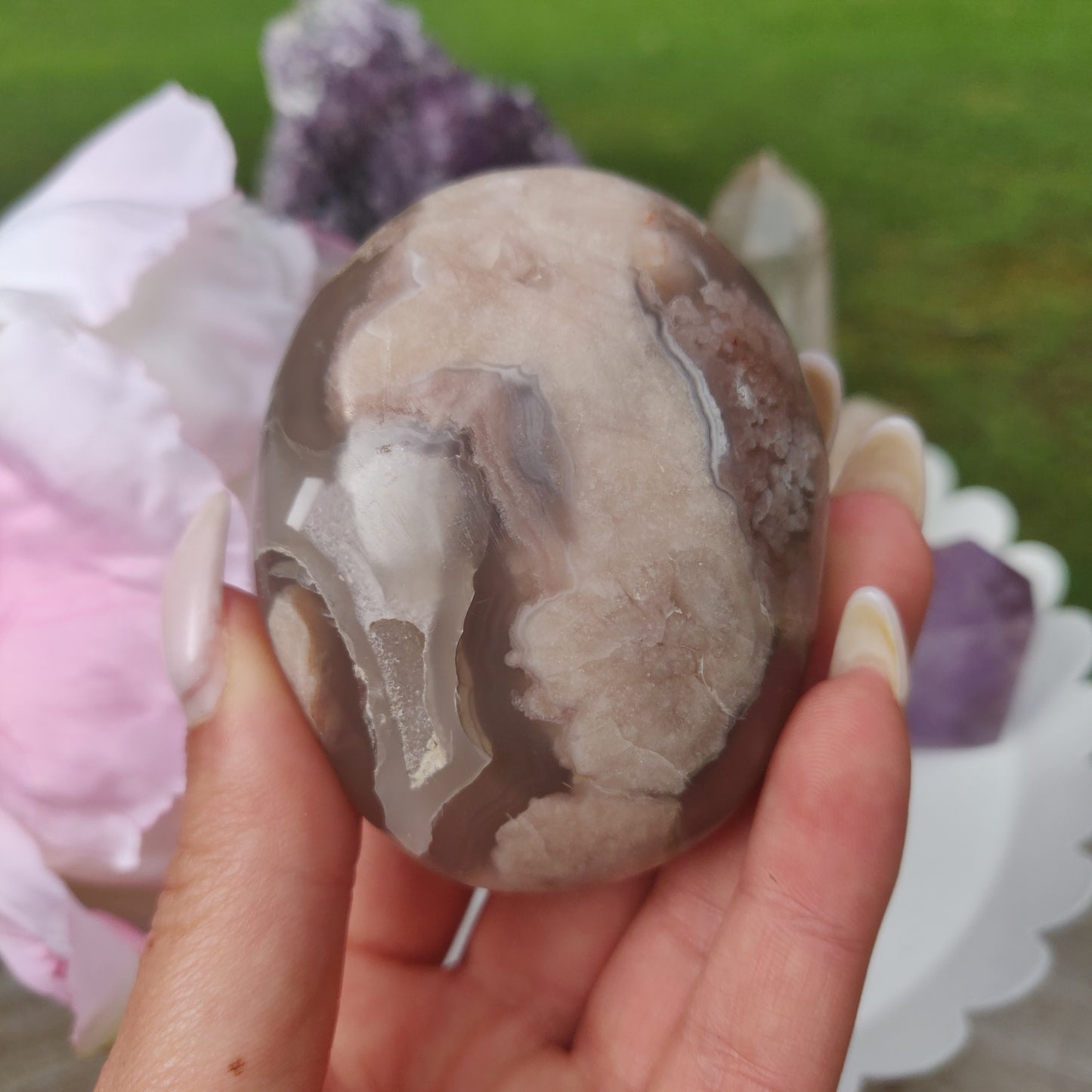 Flower Agate Palm Stone (#51) - Simply Affinity