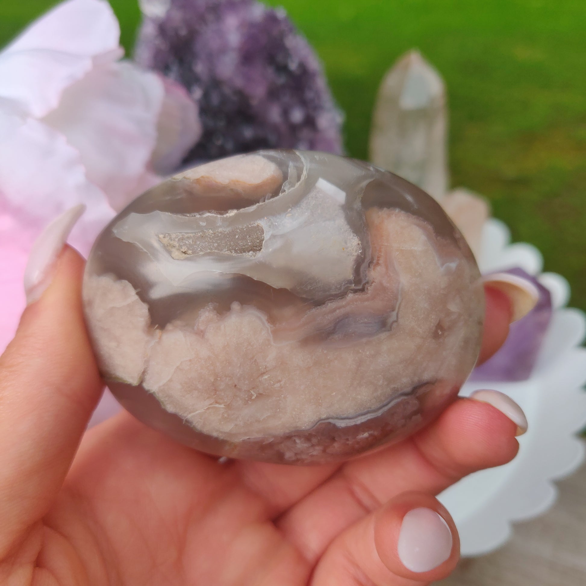 Flower Agate Palm Stone (#51) - Simply Affinity