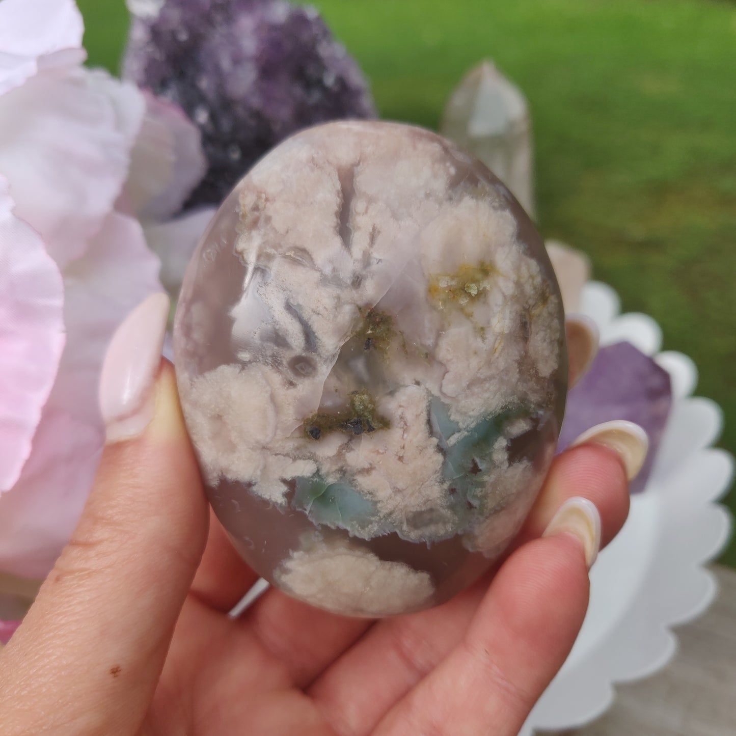Flower Agate Palm Stone (#51) - Simply Affinity