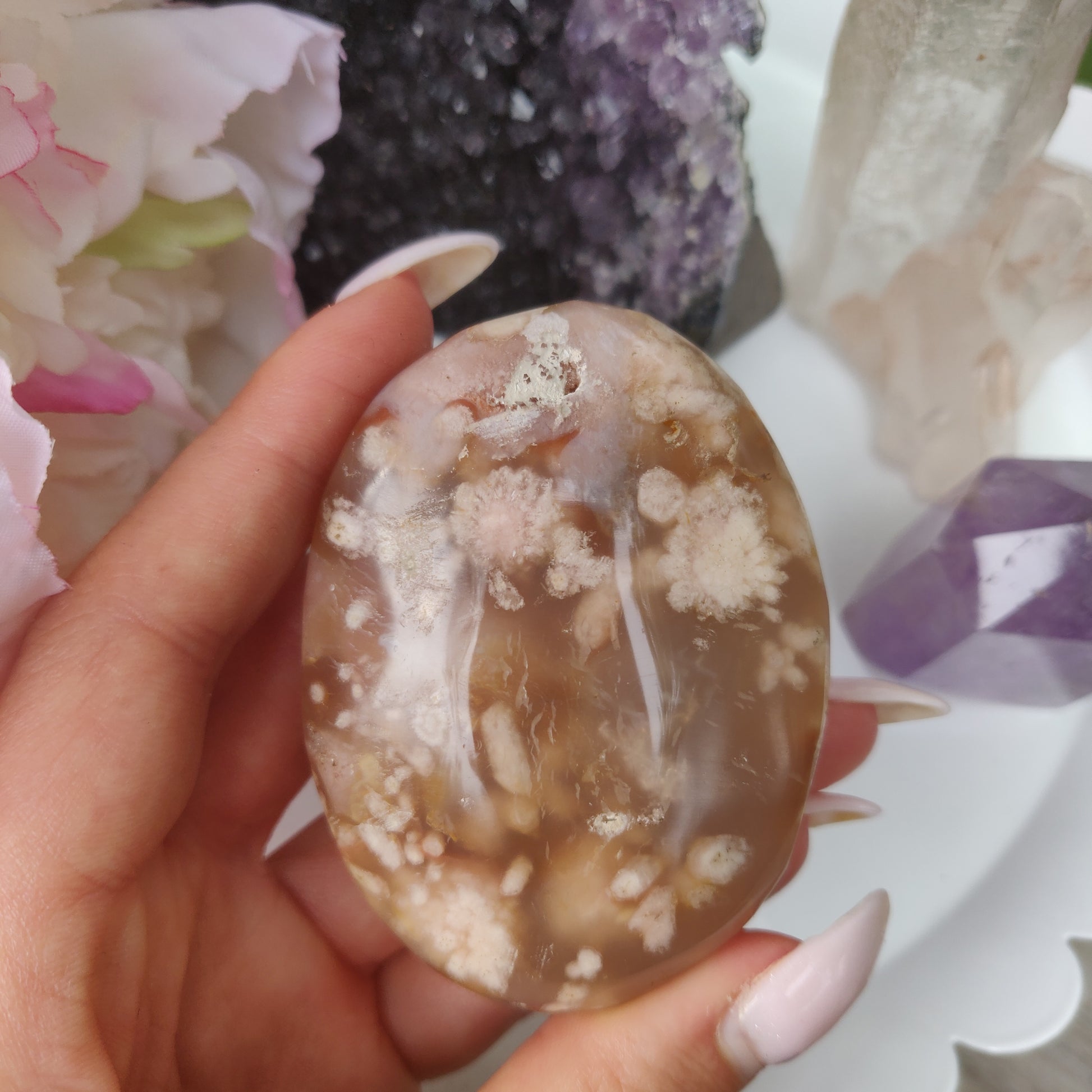 Flower Agate Palm Stone (#55) - Simply Affinity