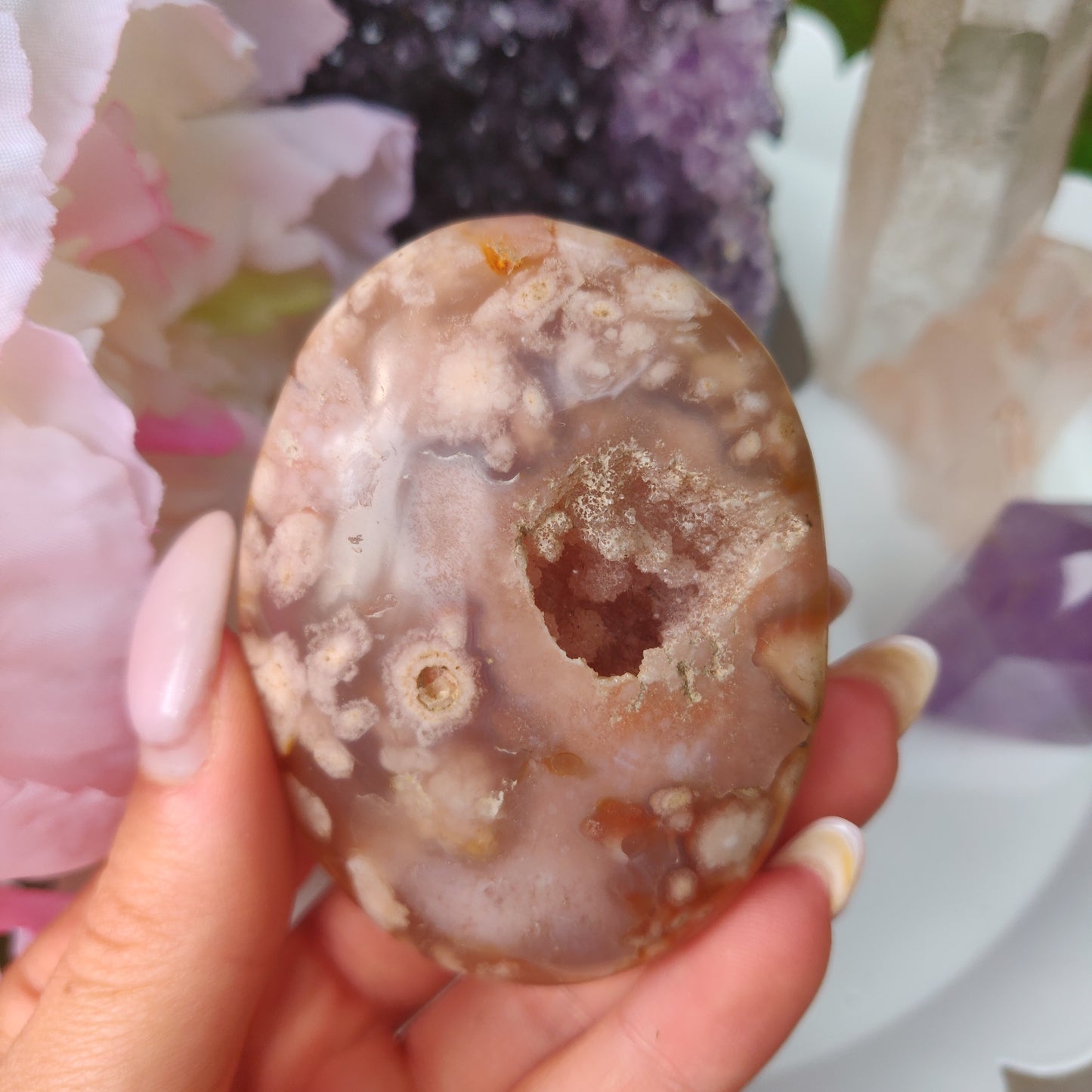 Flower Agate Palm Stone (#55) - Simply Affinity