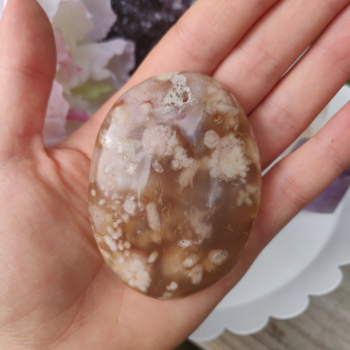 Flower Agate Palm Stone (#55) - Simply Affinity