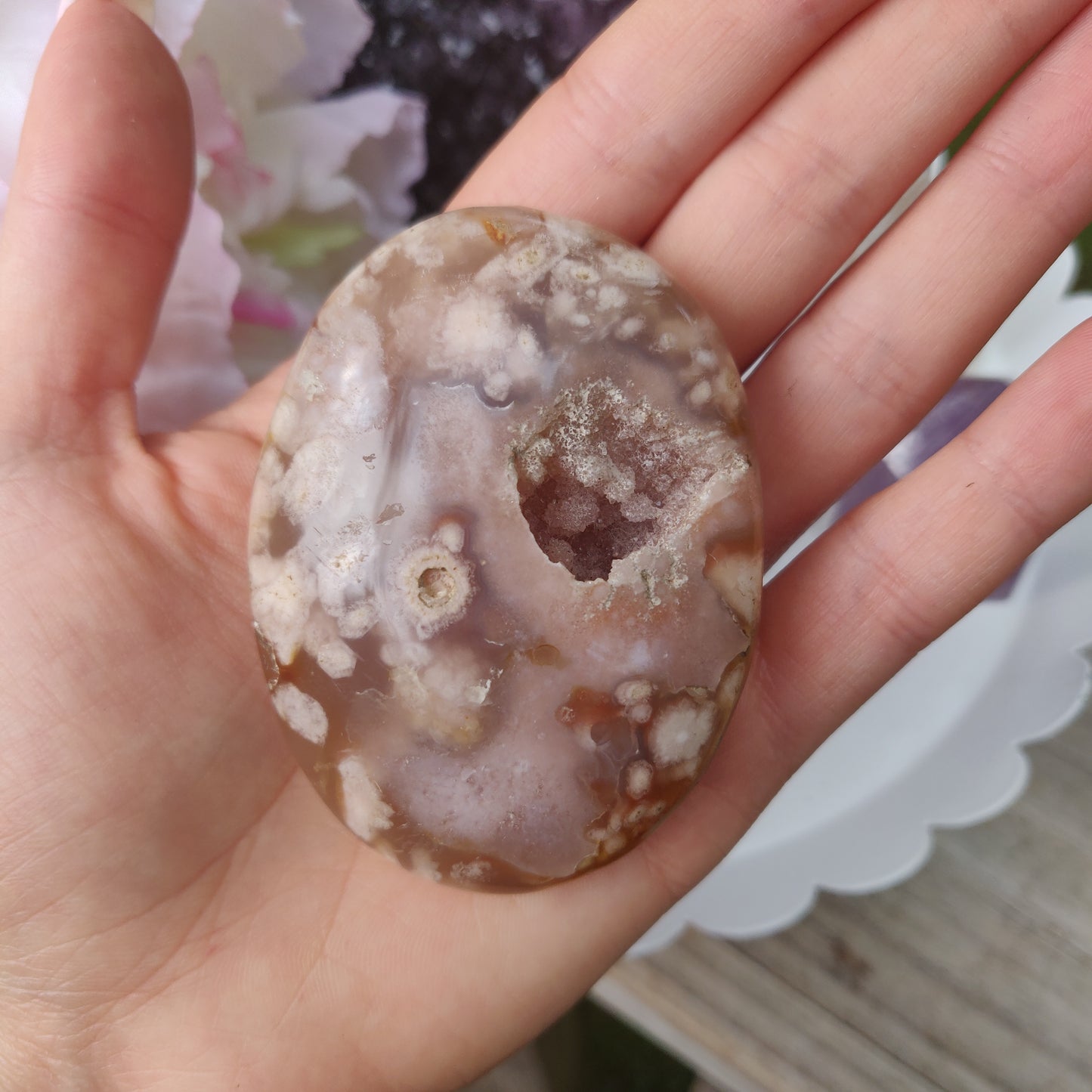 Flower Agate Palm Stone (#55) - Simply Affinity