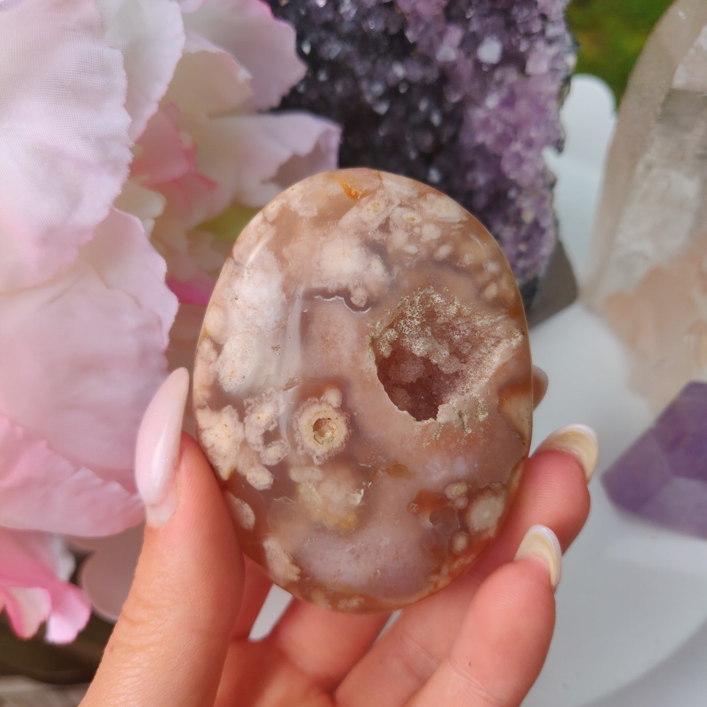 Flower Agate Palm Stone (#55) - Simply Affinity