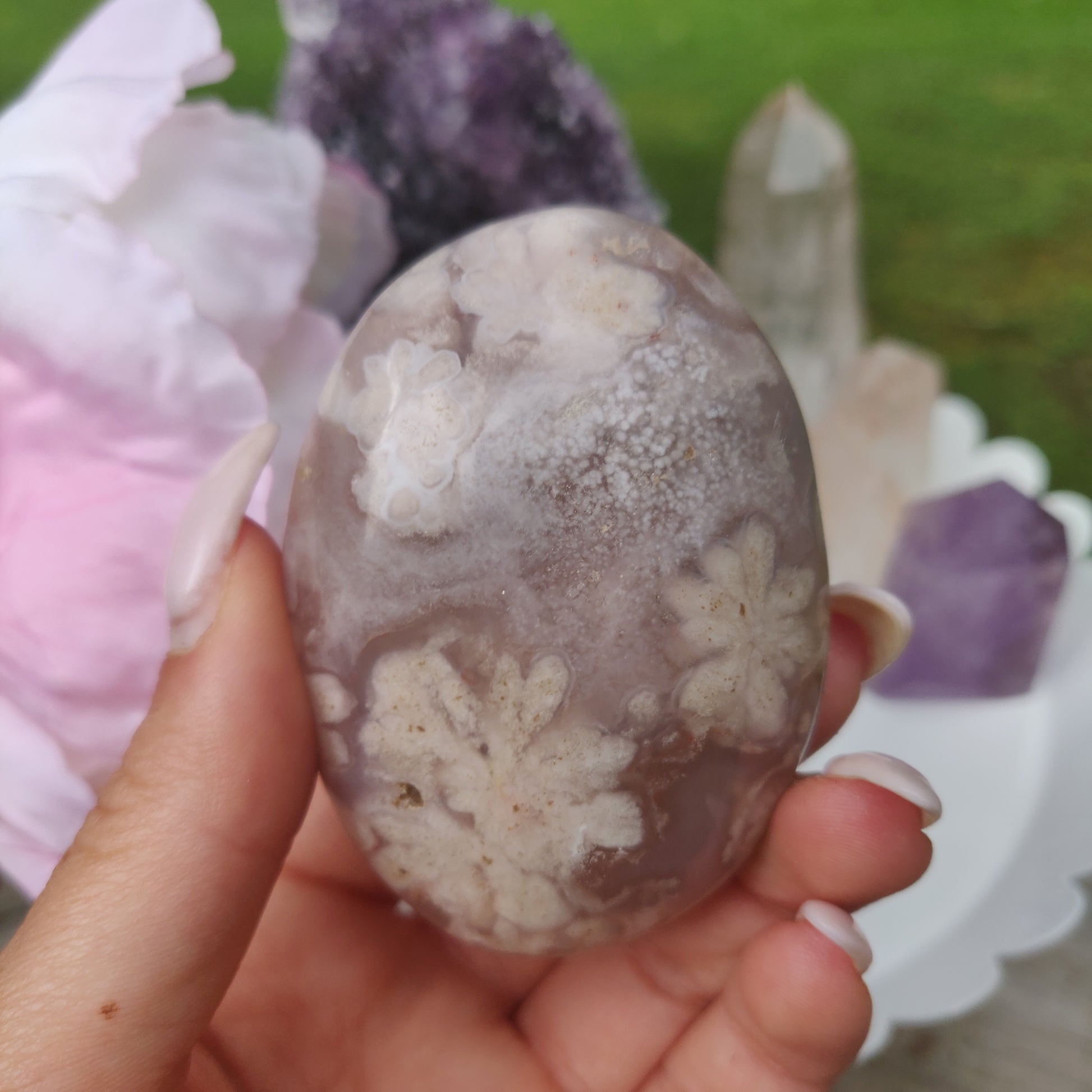 Flower Agate Palm Stone (#56) - Simply Affinity