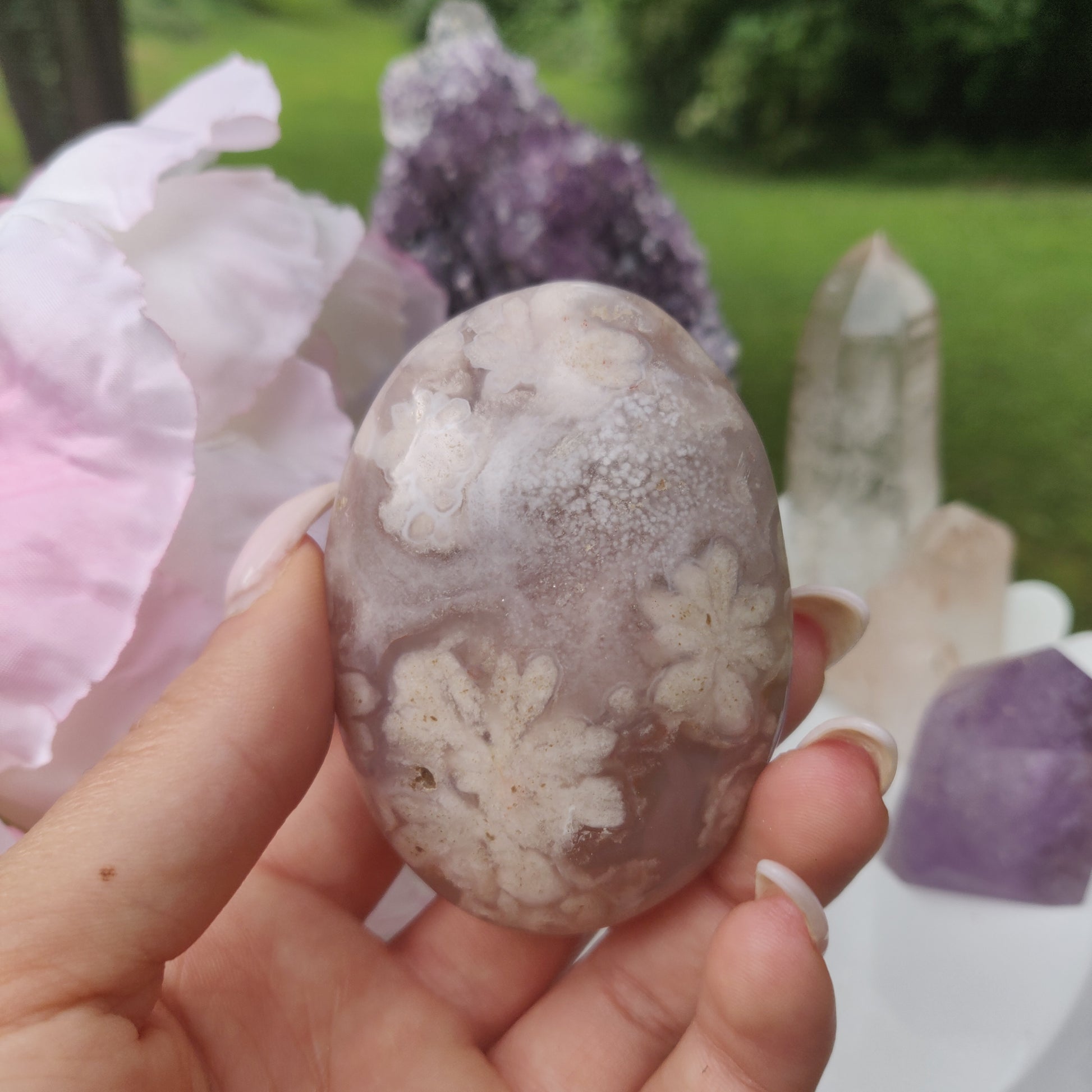 Flower Agate Palm Stone (#56) - Simply Affinity