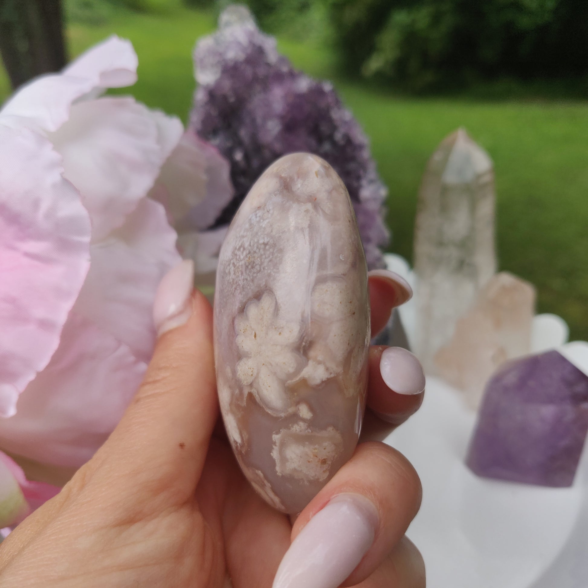 Flower Agate Palm Stone (#56) - Simply Affinity