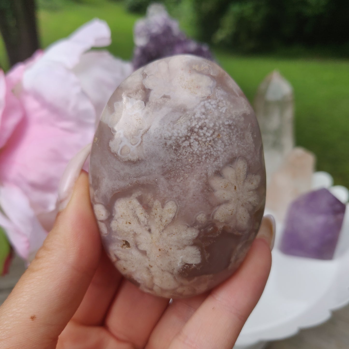 Flower Agate Palm Stone (#56) - Simply Affinity