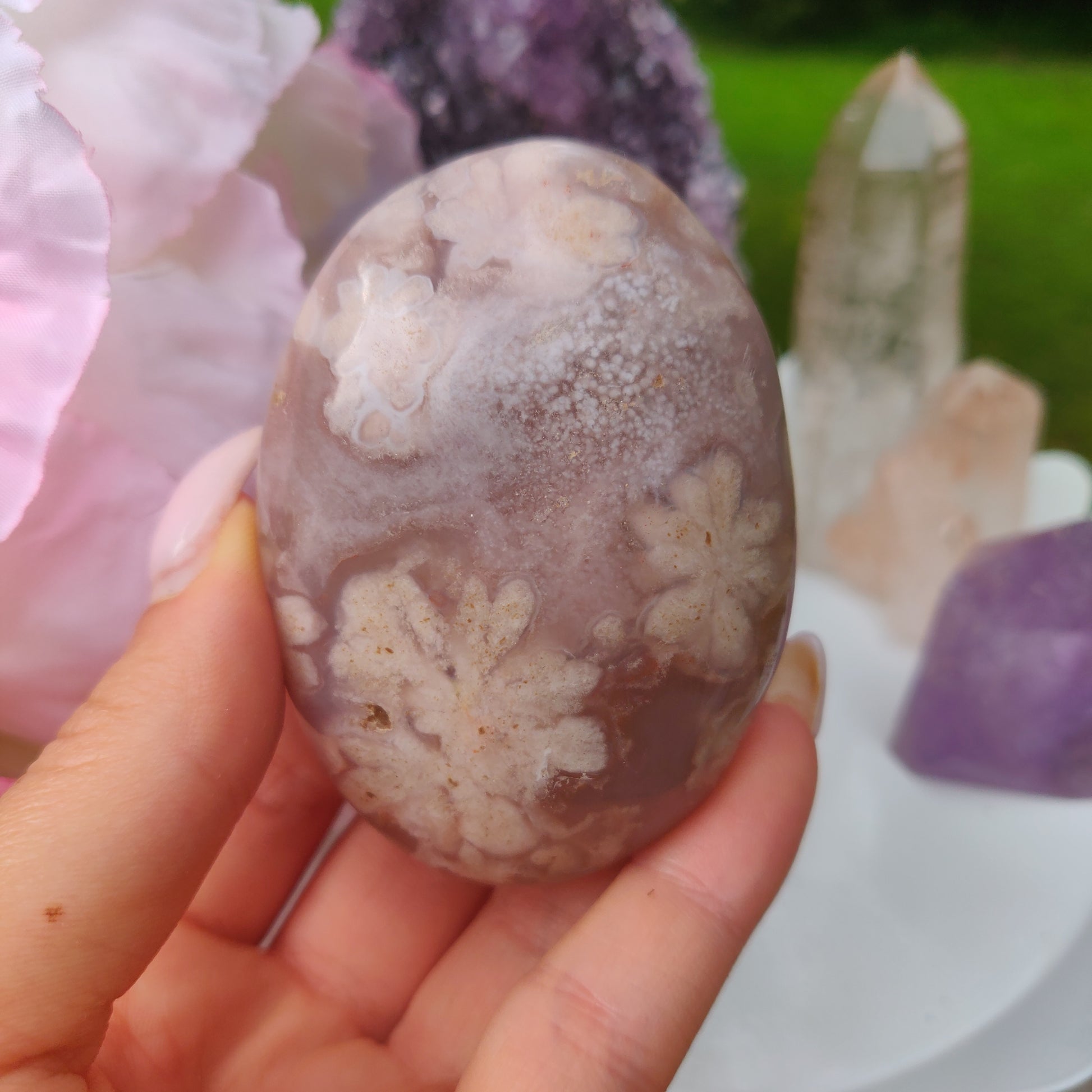 Flower Agate Palm Stone (#56) - Simply Affinity