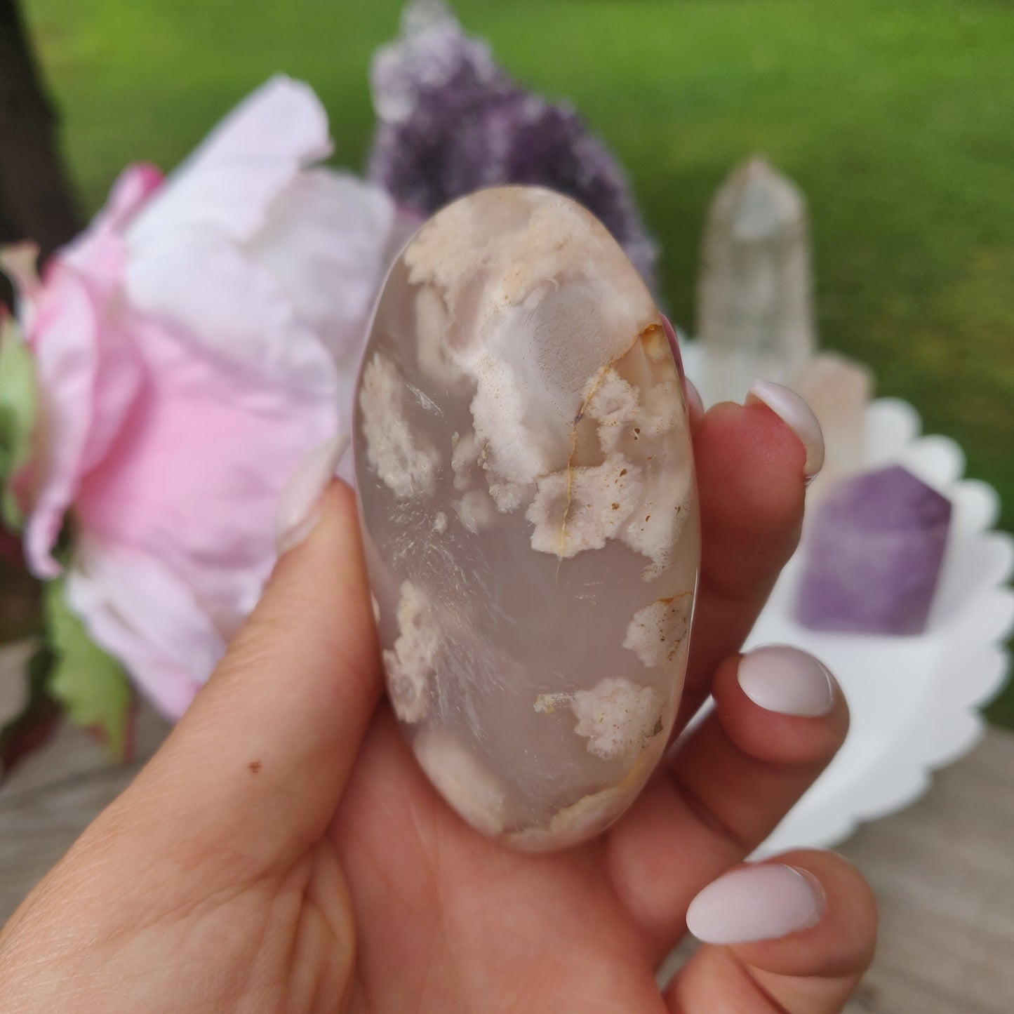 Flower Agate Palm Stone (#57) - Simply Affinity