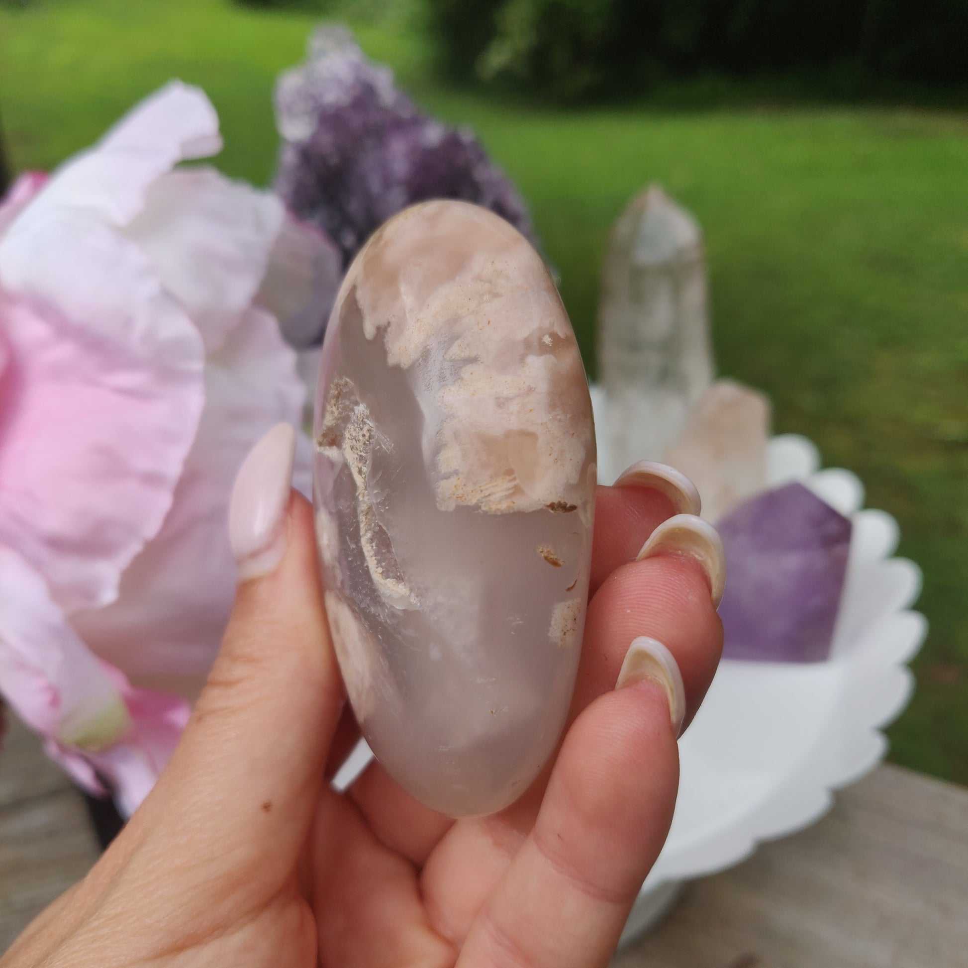 Flower Agate Palm Stone (#57) - Simply Affinity