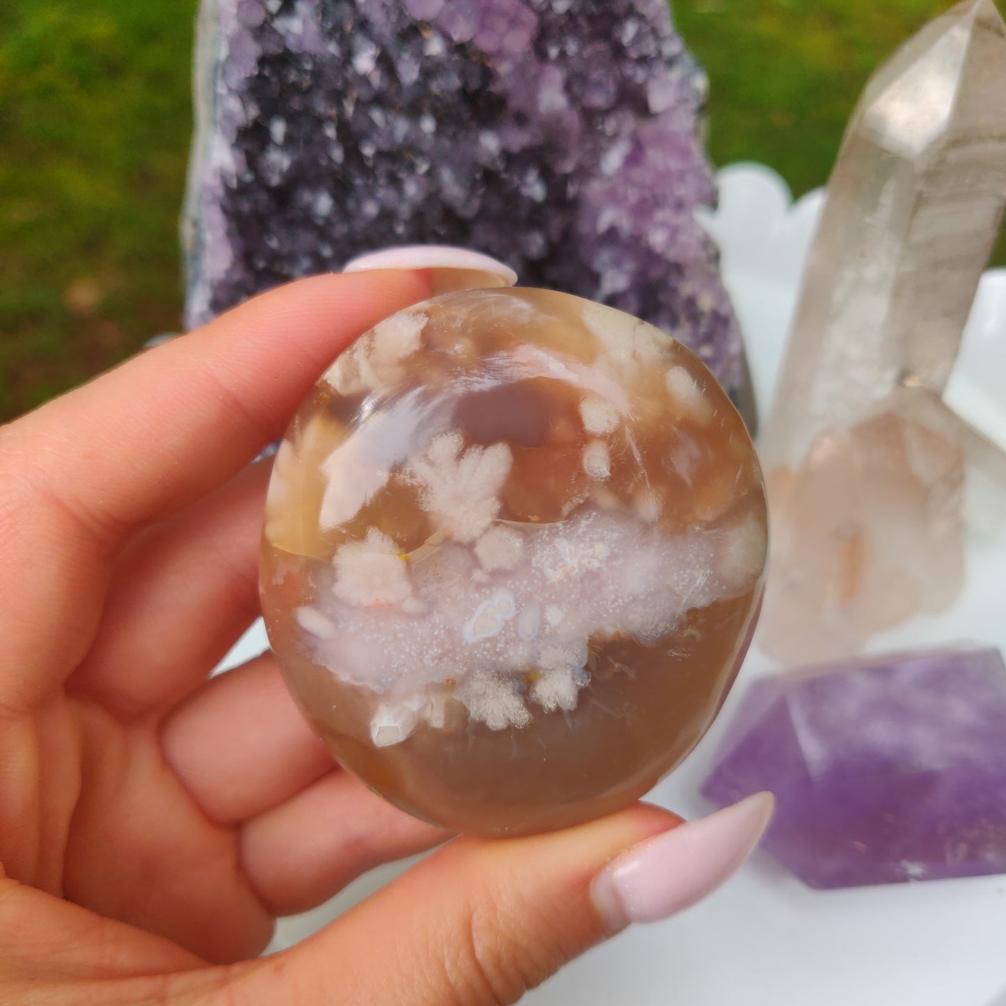 Flower Agate Palm Stone (#58) - Simply Affinity