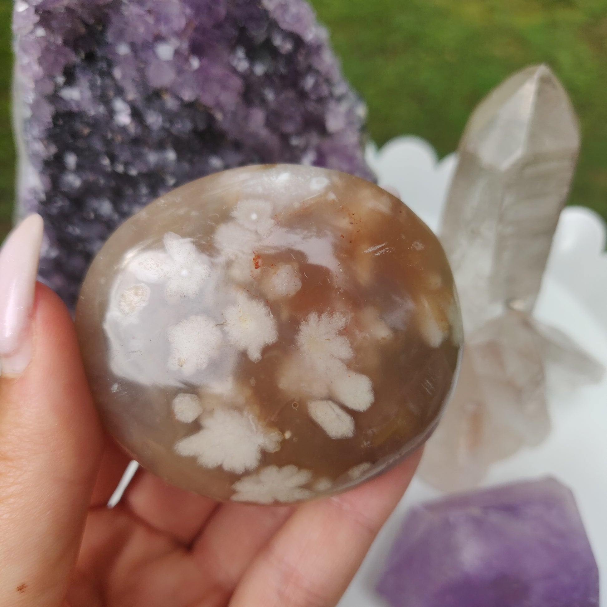 Flower Agate Palm Stone (#58) - Simply Affinity