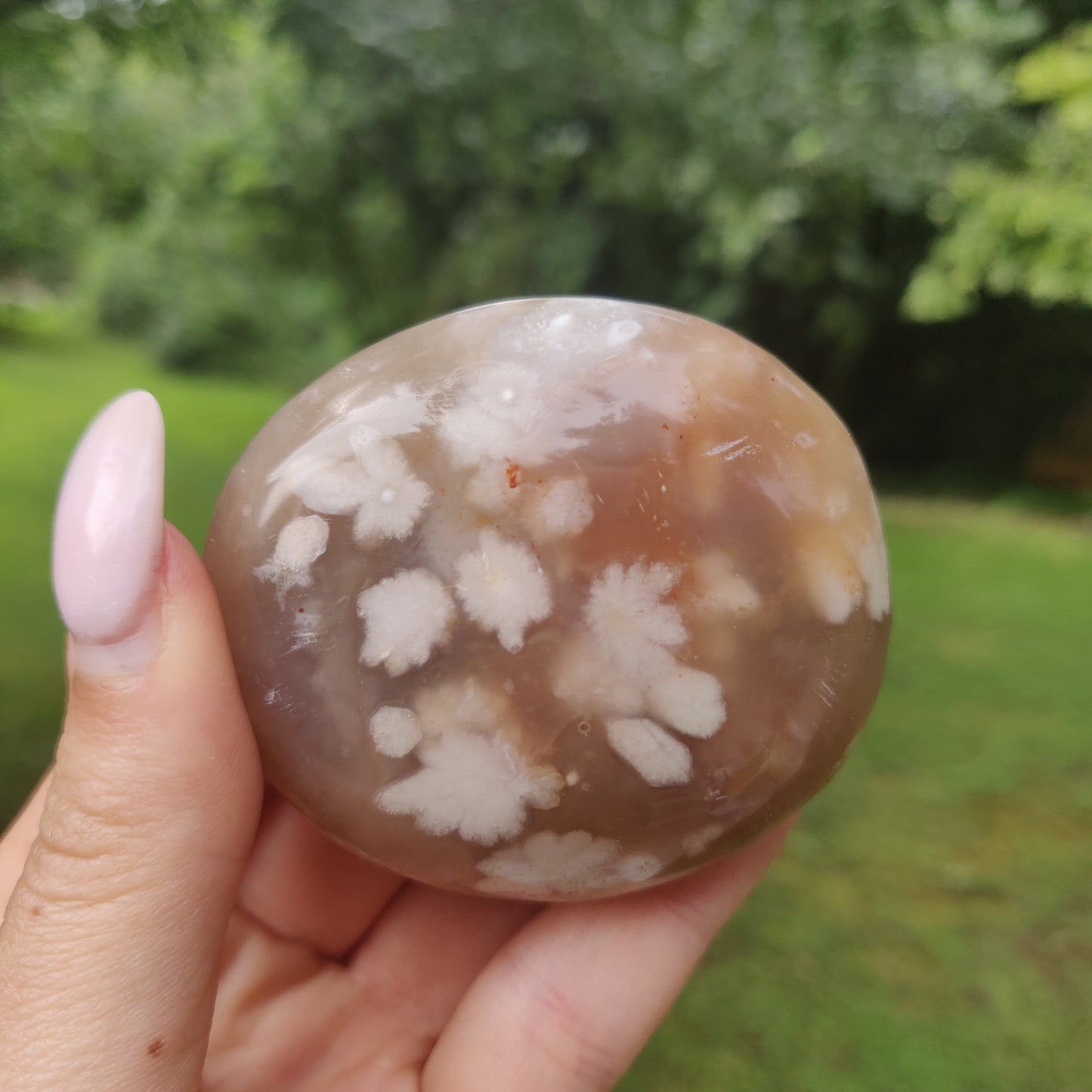 Flower Agate Palm Stone (#58) - Simply Affinity