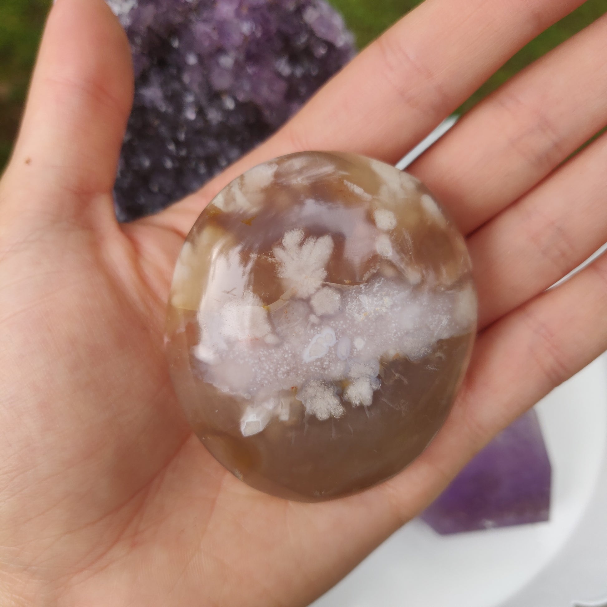Flower Agate Palm Stone (#58) - Simply Affinity