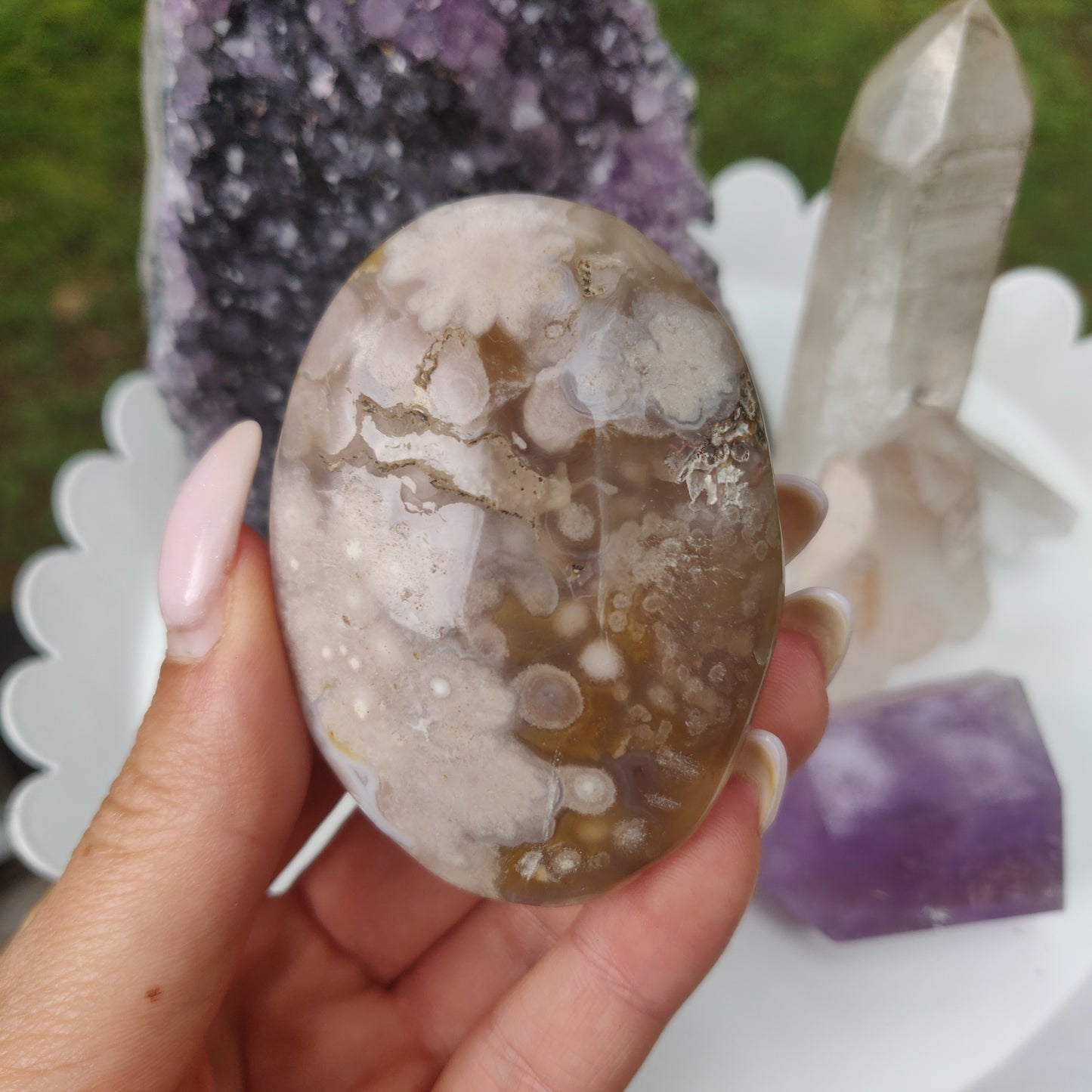 Flower Agate Palm Stone (#60) - Simply Affinity