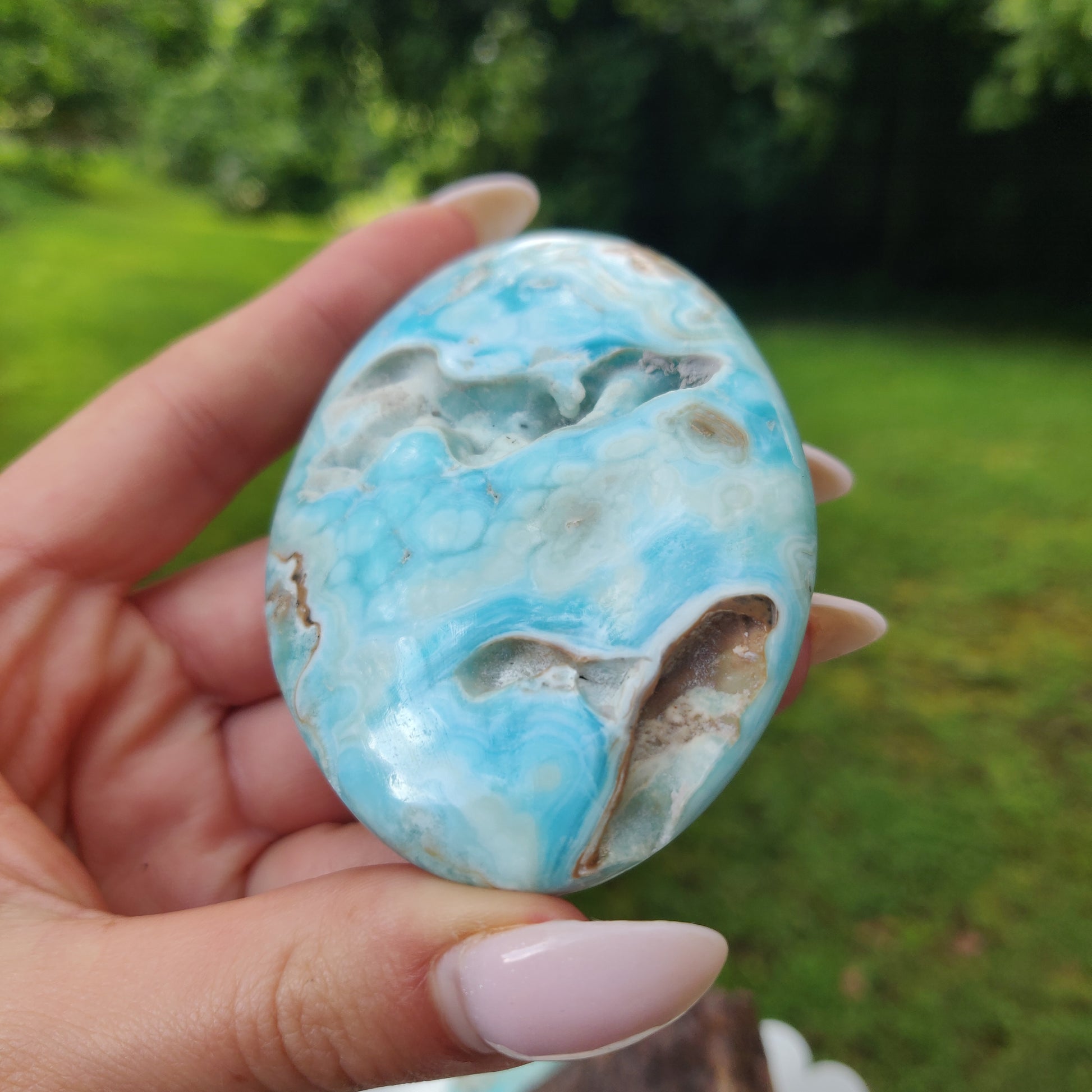 Blue Aragonite Palm Stone (#15) - Simply Affinity
