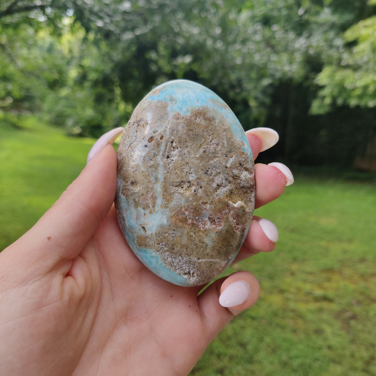 Blue Aragonite Palm Stone (#15) - Simply Affinity