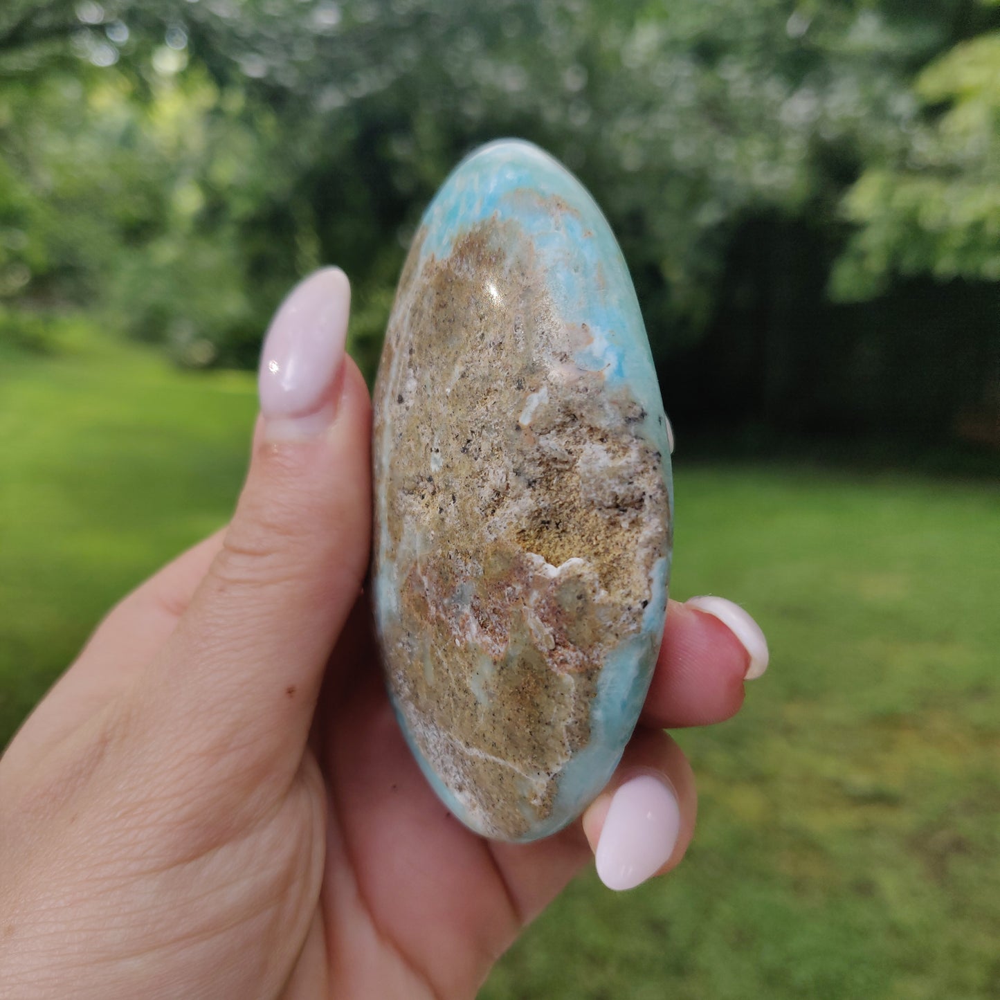 Blue Aragonite Palm Stone (#15) - Simply Affinity