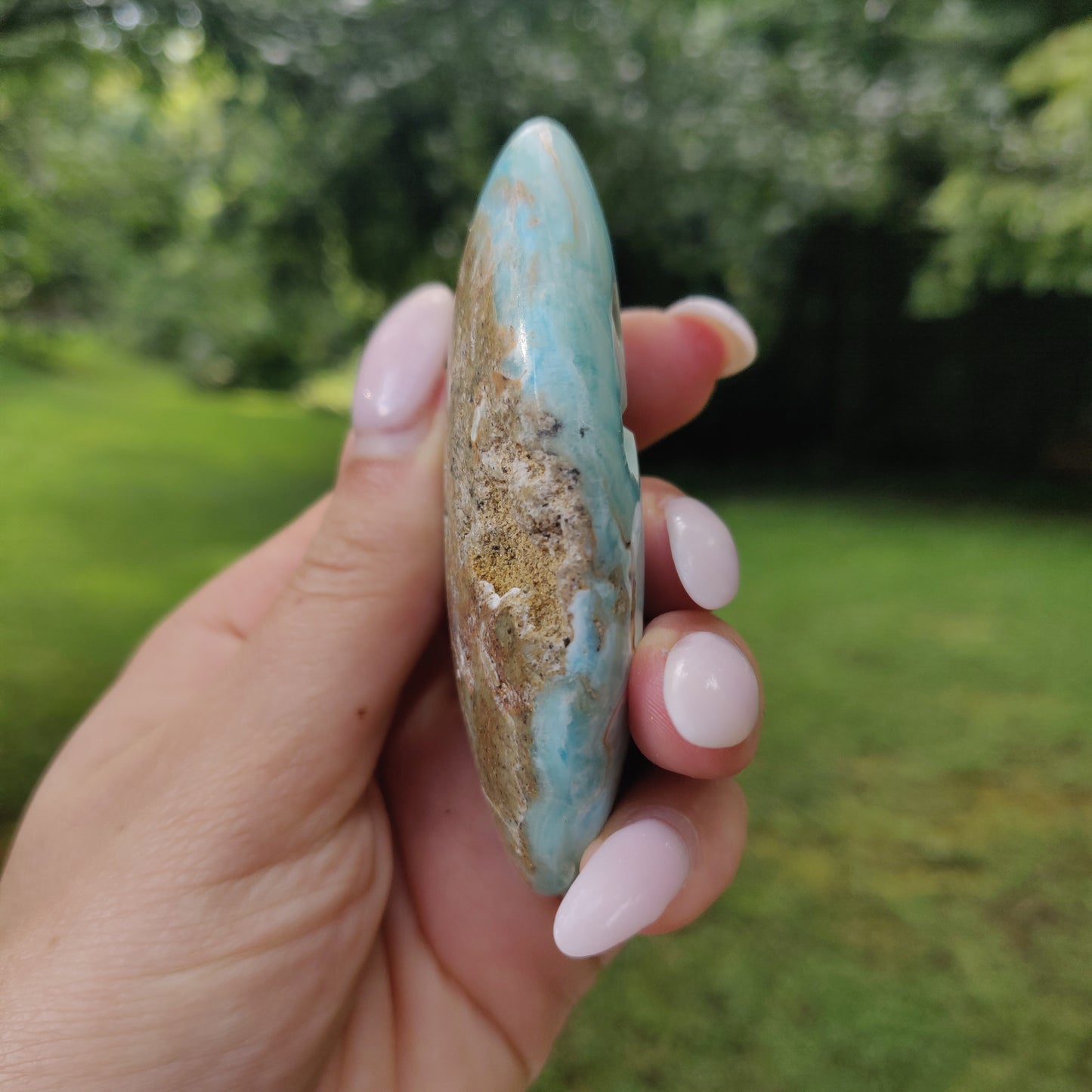 Blue Aragonite Palm Stone (#15) - Simply Affinity