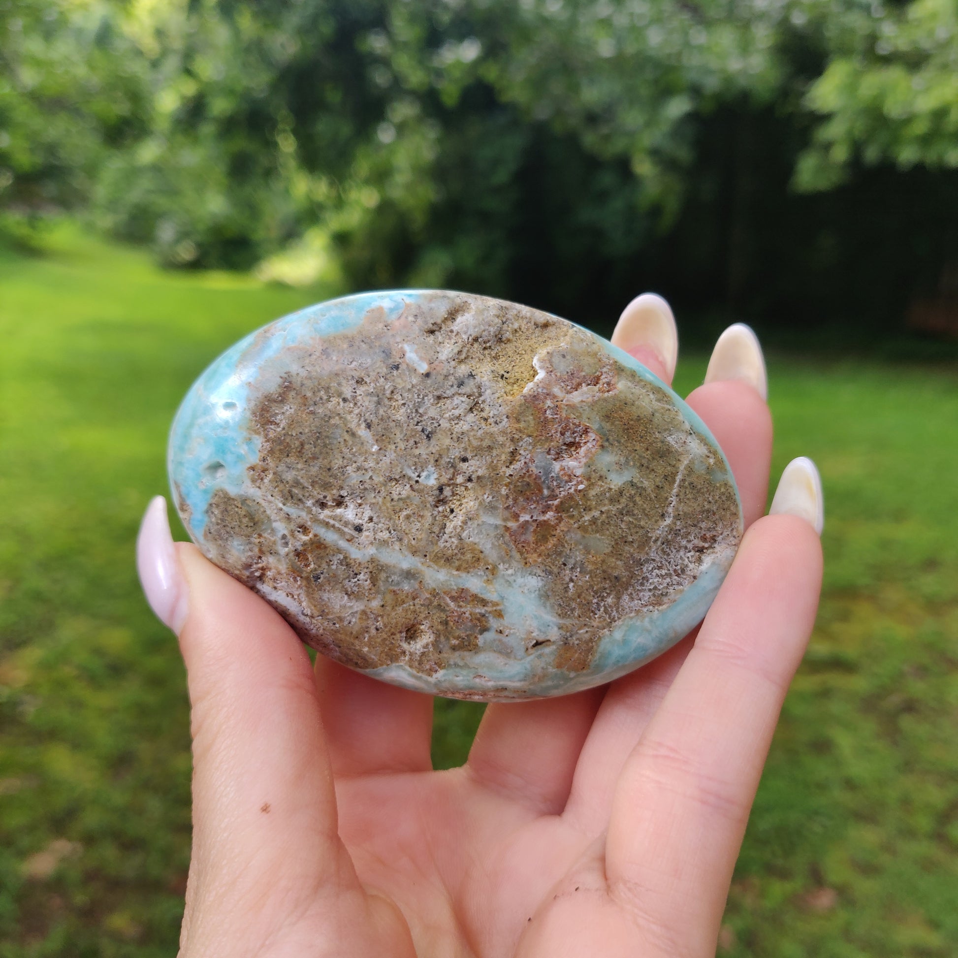 Blue Aragonite Palm Stone (#15) - Simply Affinity